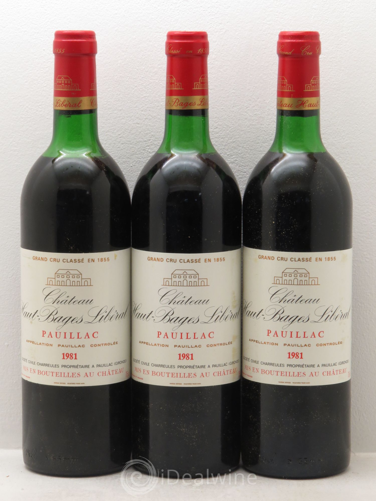 Château Haut Bages Libéral 5ème Grand Cru Classé 1981 - Lot de 3 bouteilles - 0