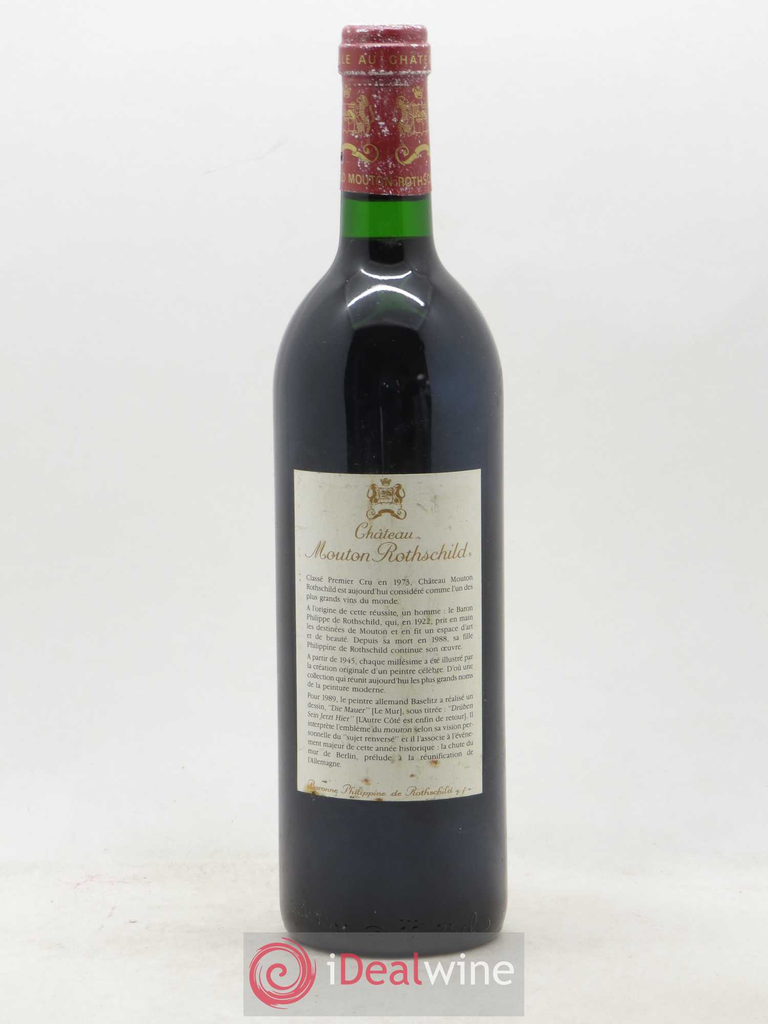 Château Mouton Rothschild 1er Grand Cru Classé 1989 - Lot de 1 bouteille - 1
