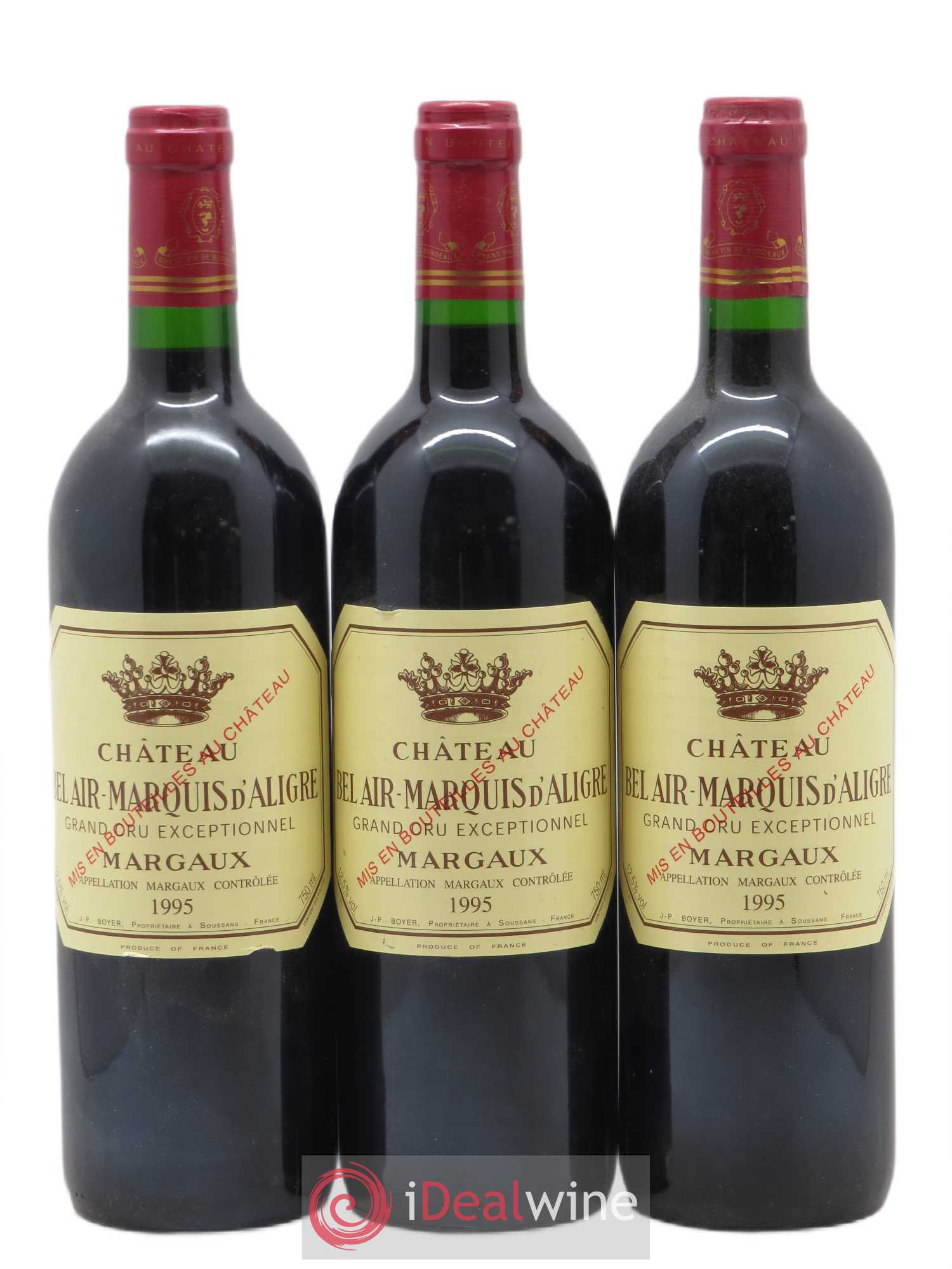 Château Bel Air Marquis d'Aligre 1995 - Lot de 3 bouteilles - 0