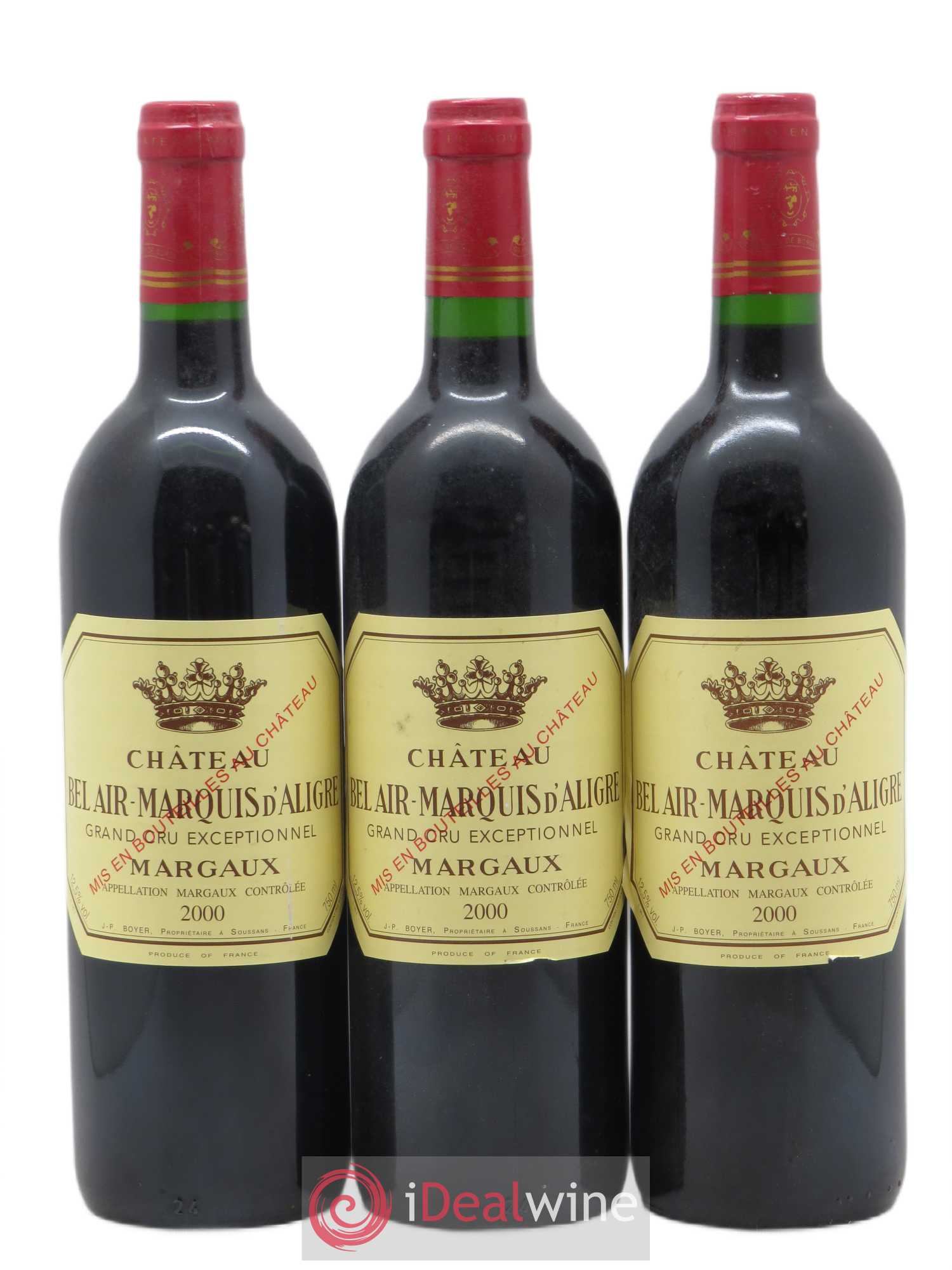 Château Bel Air Marquis d'Aligre 2000 - Lot de 3 bouteilles - 0