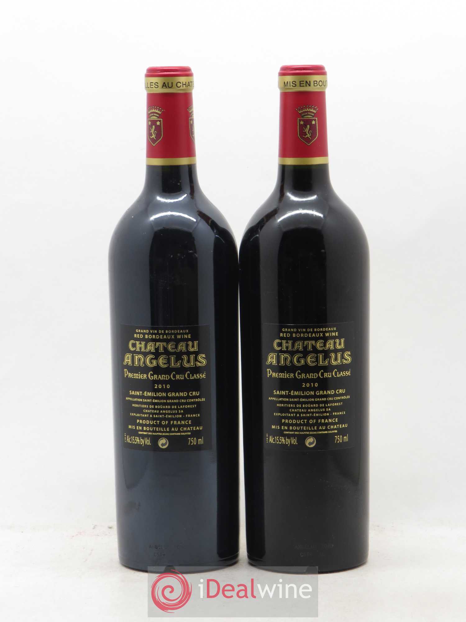 Château Angélus 1er Grand Cru Classé A (sans prix de réserve) 2010 - Lot de 2 bouteilles - 1