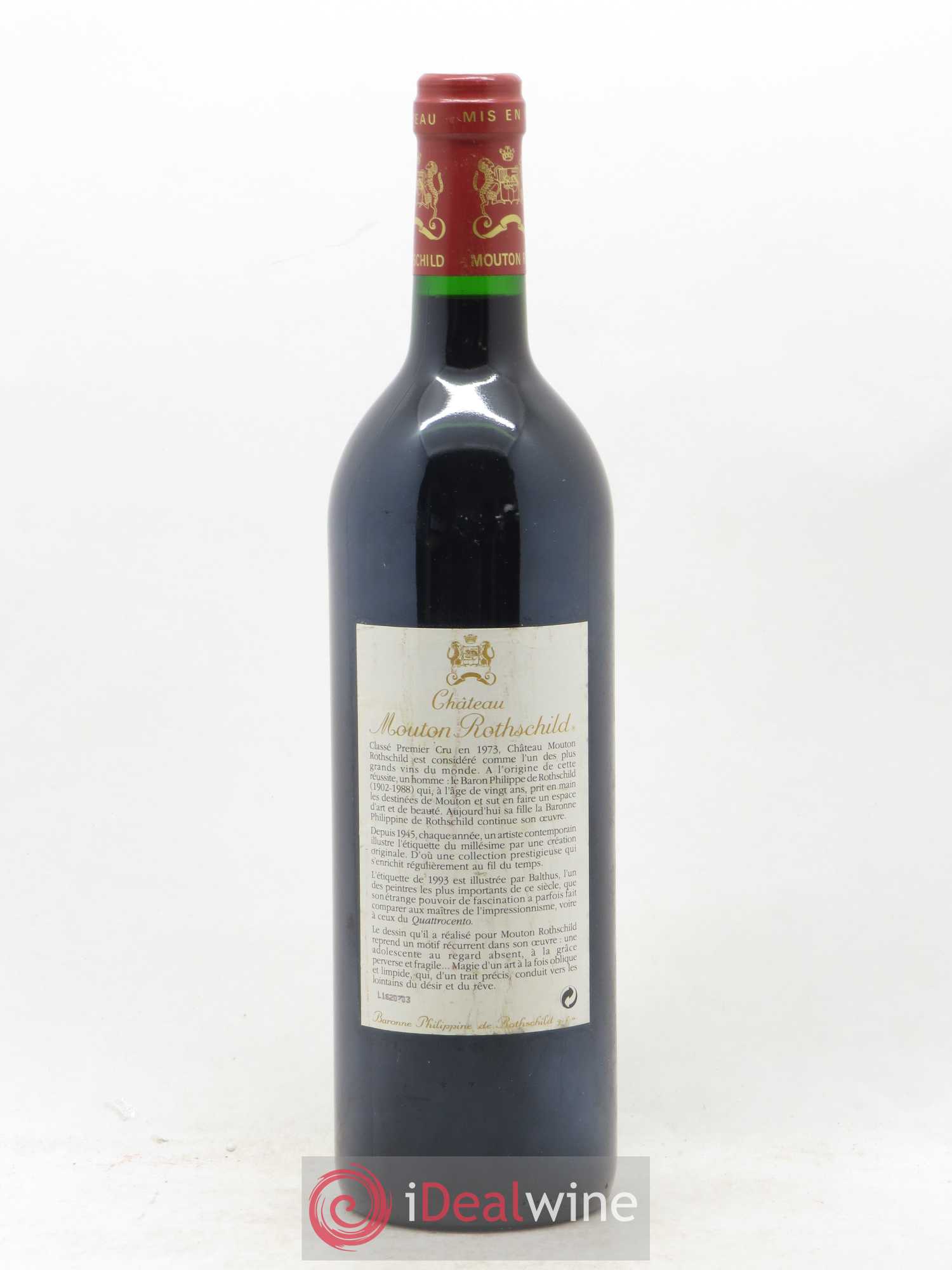 Château Mouton Rothschild 1er Grand Cru Classé 1993 - Lot de 1 bouteille - 1