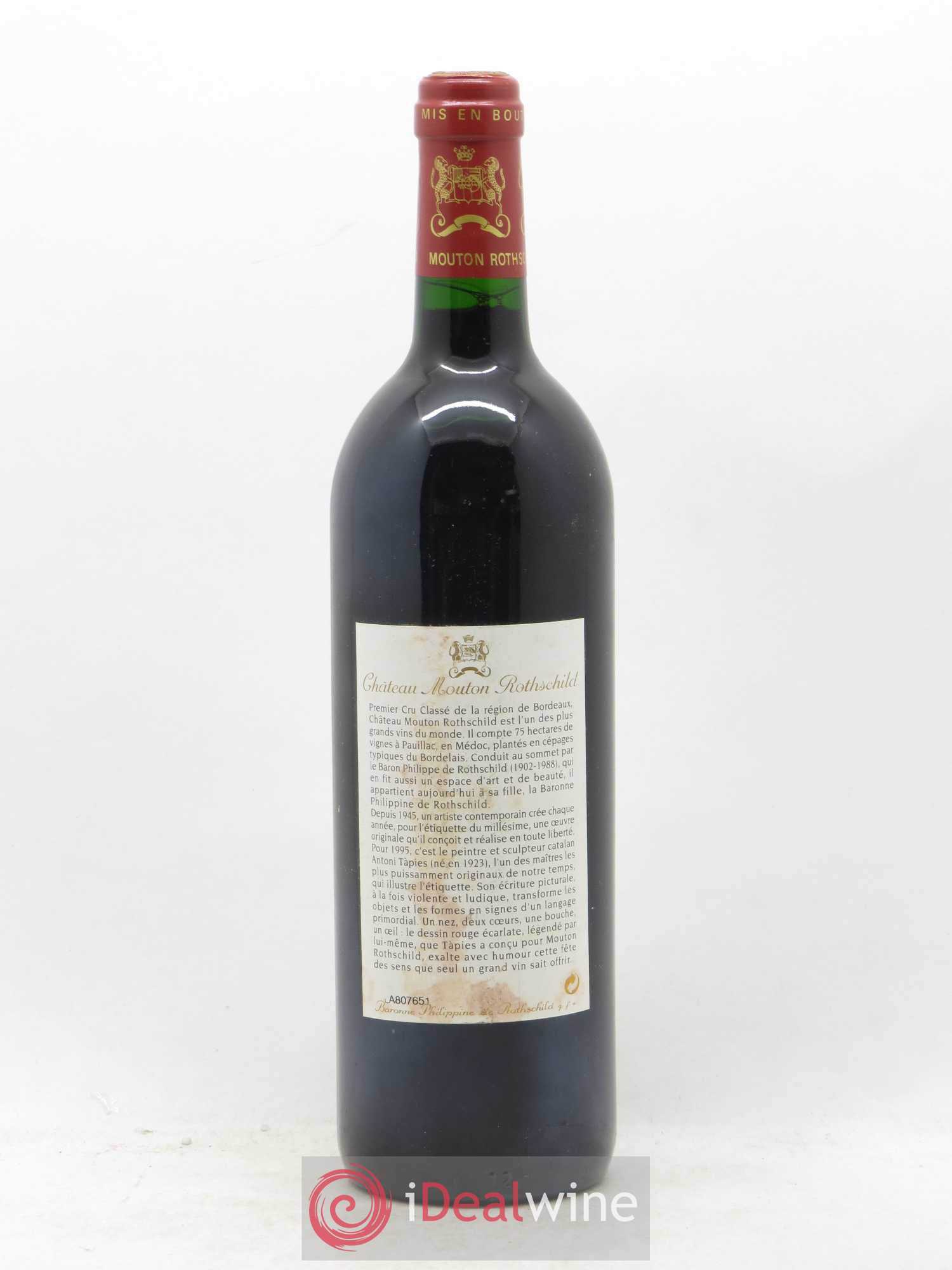 Château Mouton Rothschild 1er Grand Cru Classé 1995 - Lot de 1 bouteille - 1