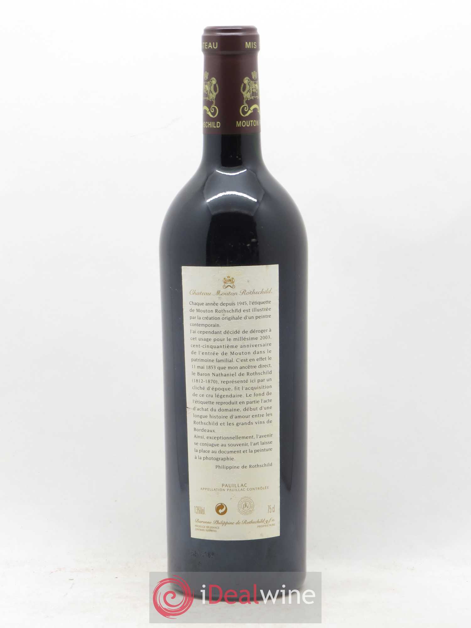 Château Mouton Rothschild 1er Grand Cru Classé 2003 - Lot de 1 bouteille - 1