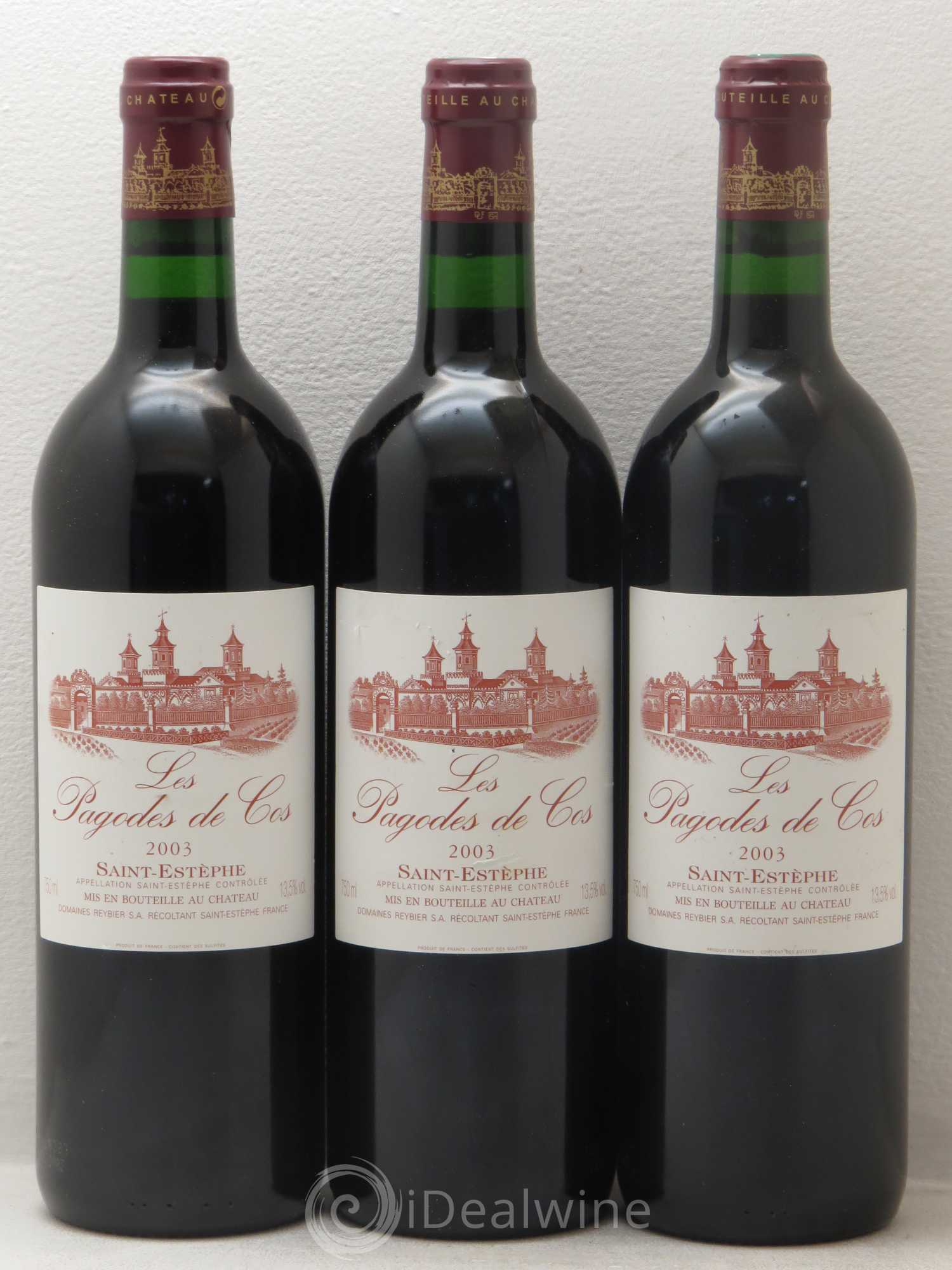 Les Pagodes de Cos Second Vin 2003 - Posten von 3 Flaschen - 0