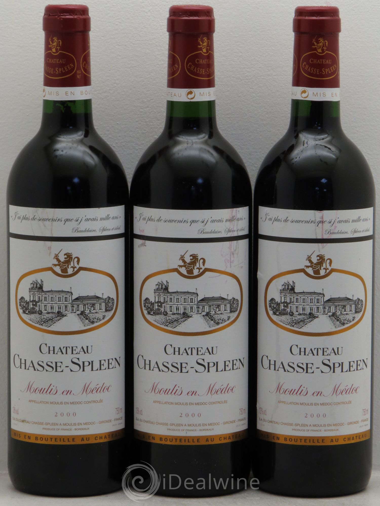 Château Chasse Spleen 2000 - Lot de 3 bouteilles - 0