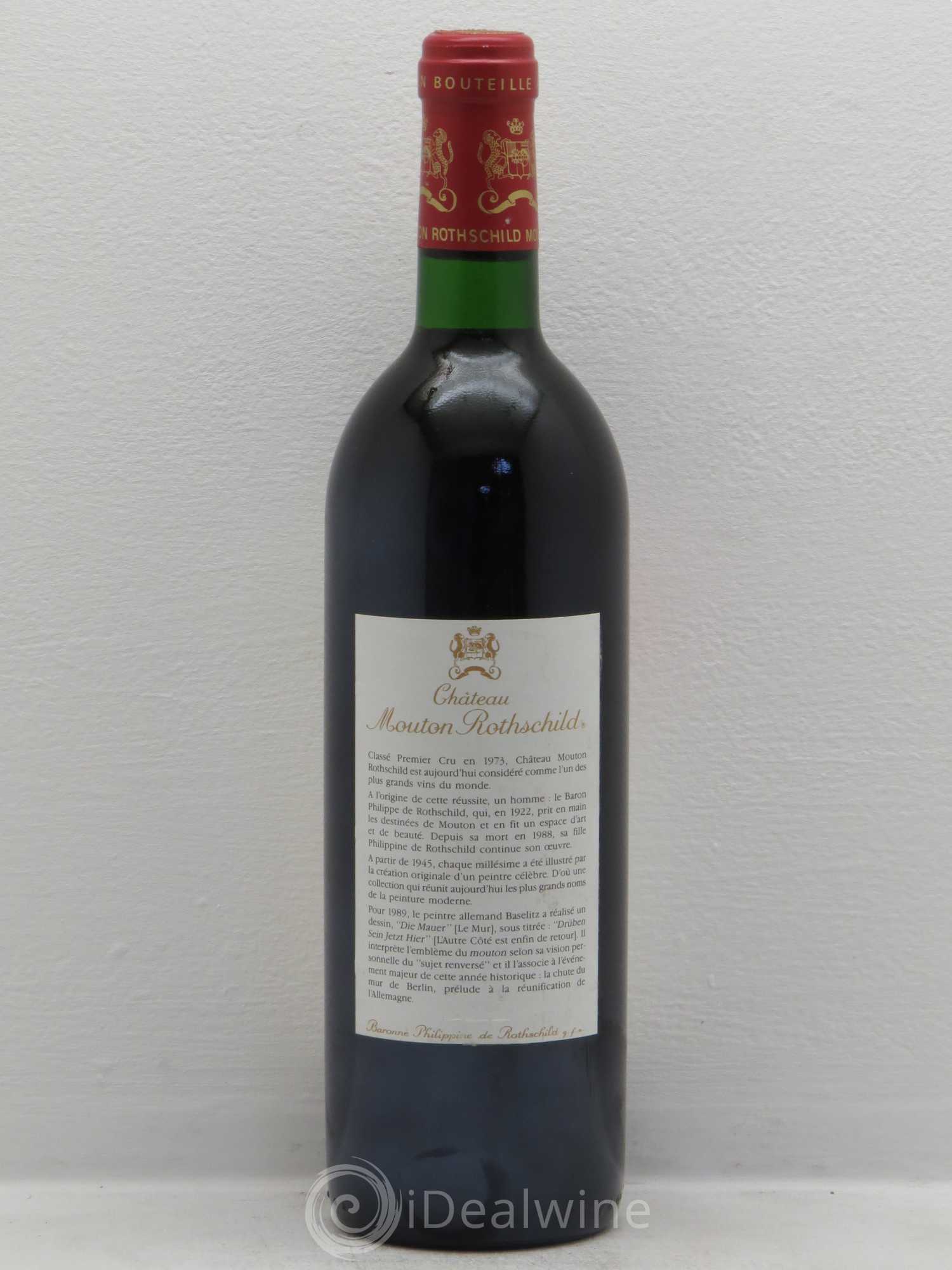 Château Mouton Rothschild 1er Grand Cru Classé 1989 - Lot de 1 bouteille - 1