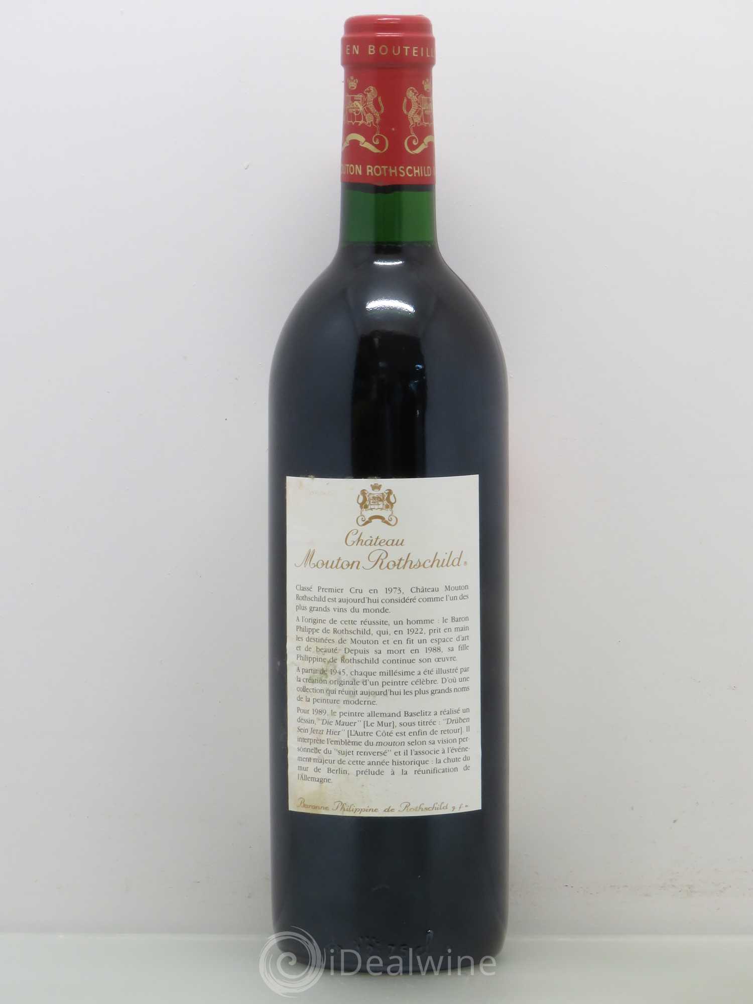 Château Mouton Rothschild 1er Grand Cru Classé 1989 - Lot de 1 bouteille - 1