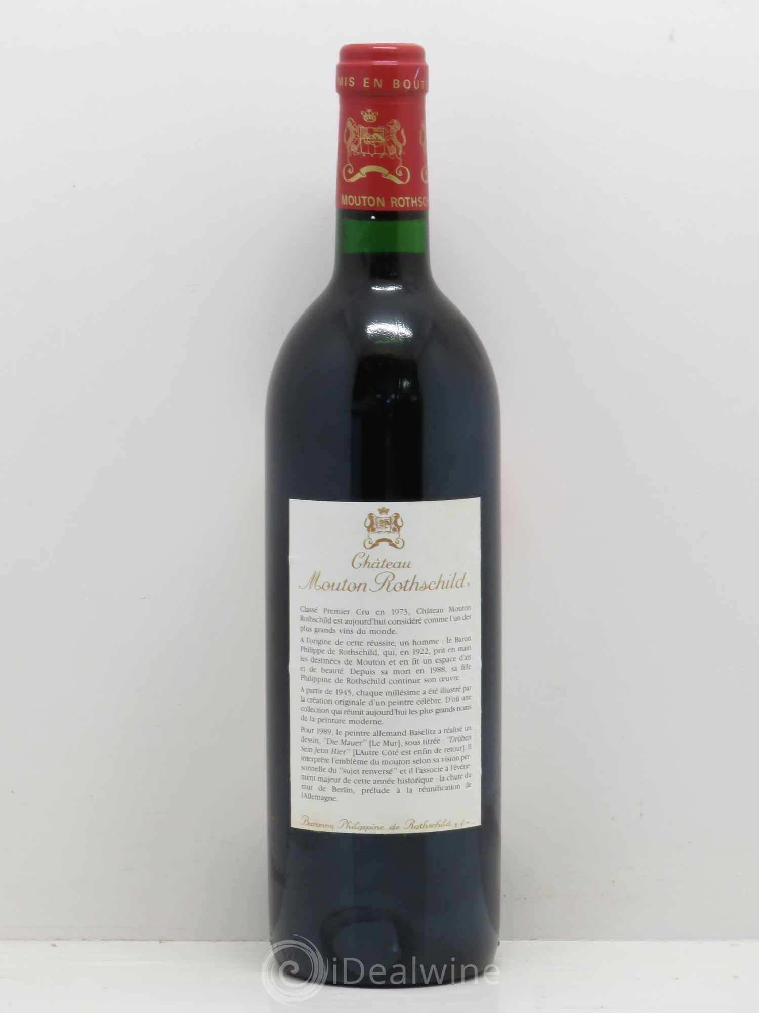 Château Mouton Rothschild 1er Grand Cru Classé 1989 - Lot de 1 bouteille - 1