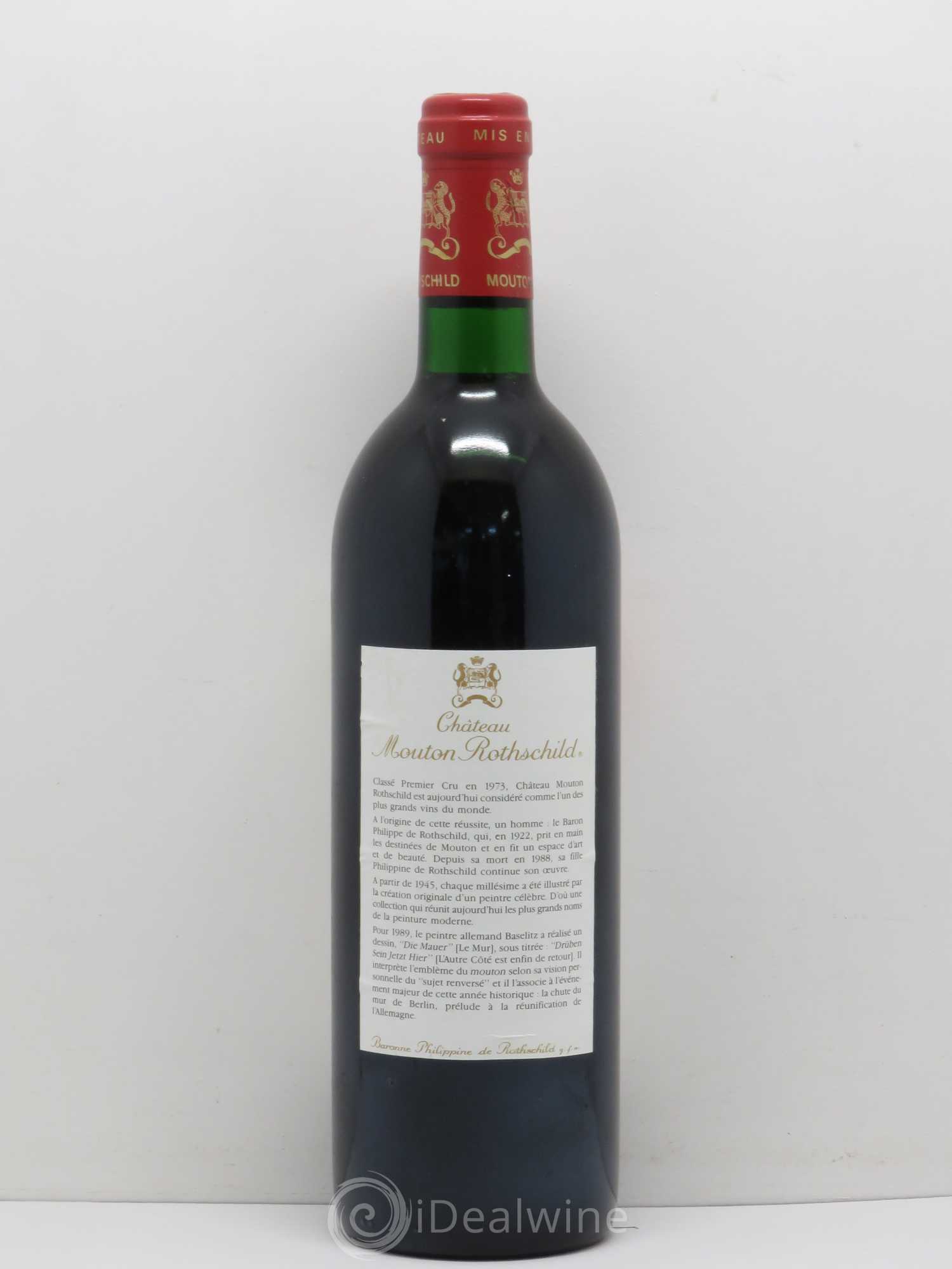 Château Mouton Rothschild 1er Grand Cru Classé 1989 - Lot de 1 bouteille - 1