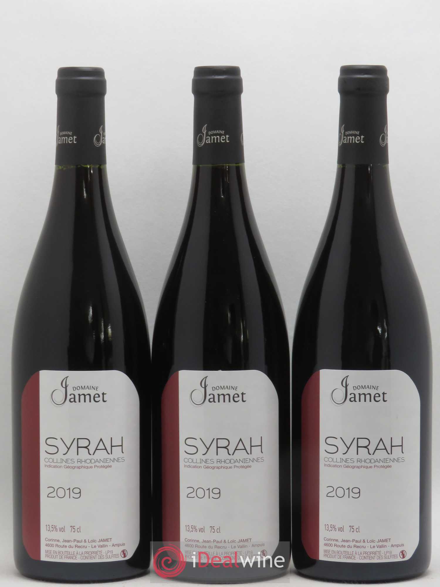 Collines Rhodaniennes Syrah Jamet (Domaine) 2019 - Lot de 3 bouteilles - 0