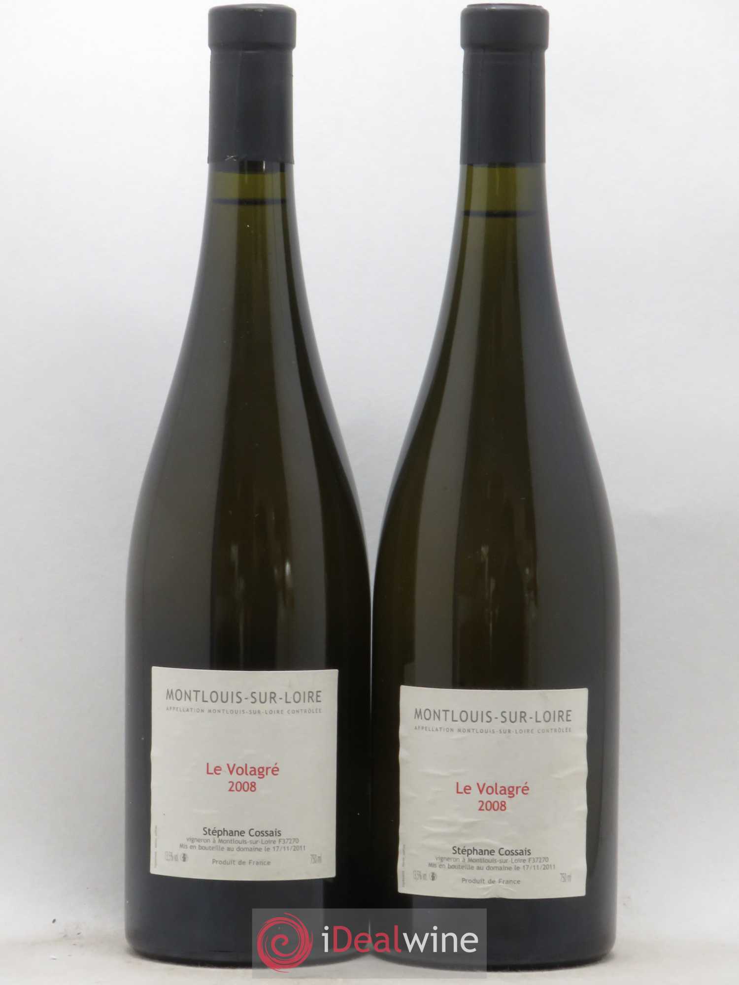 Montlouis-sur-Loire Le Volagré Stéphane Cossais 2008 - Lot de 2 bouteilles - 0