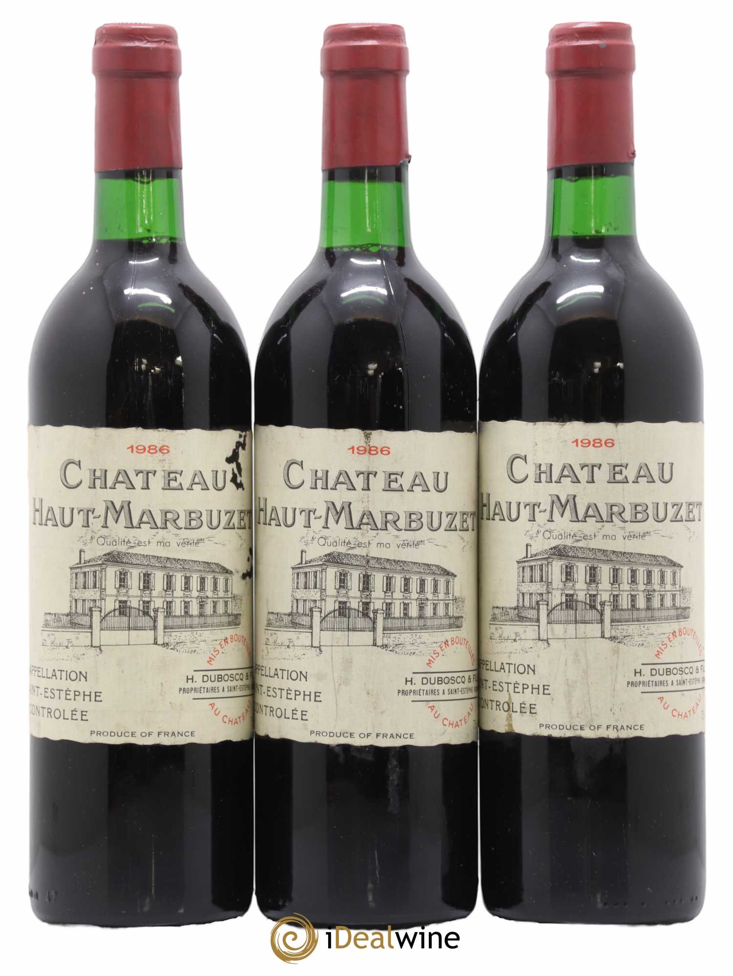 Château Haut Marbuzet 1986 - Lot de 3 bouteilles - 0