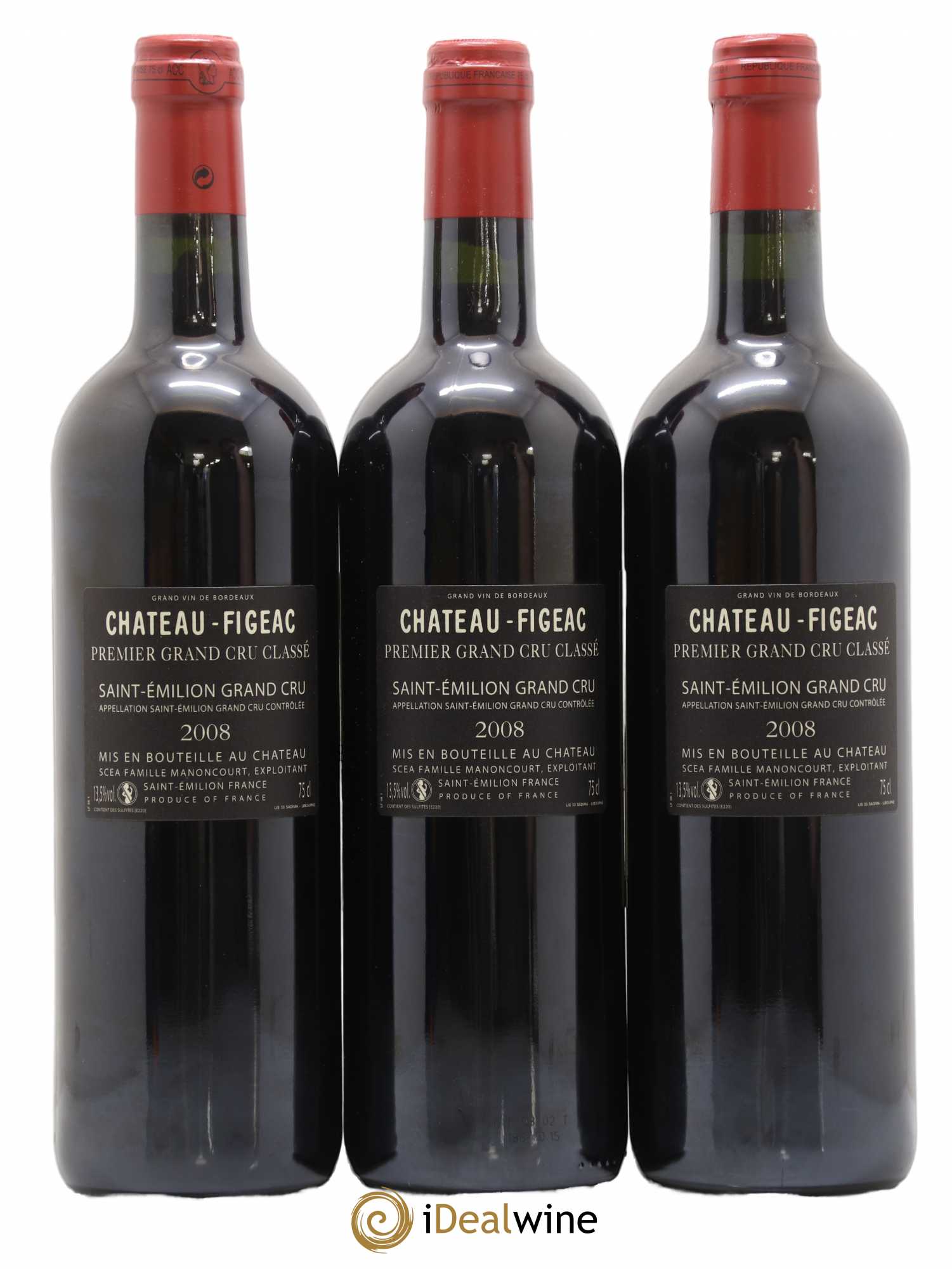 Château Figeac 1er Grand Cru Classé A 2008 - Lot de 3 bouteilles - 1