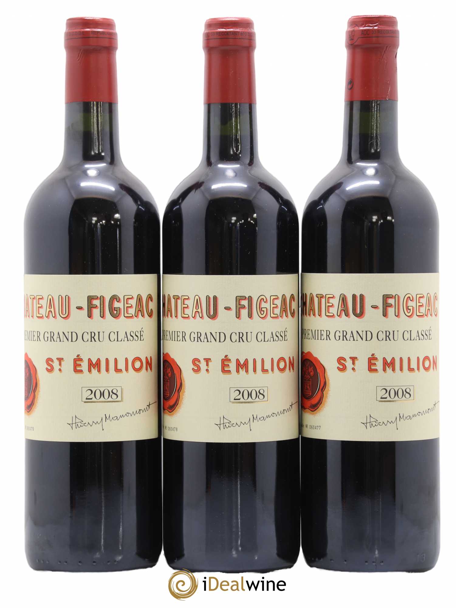 Château Figeac 1er Grand Cru Classé A 2008 - Lot de 3 bouteilles - 0