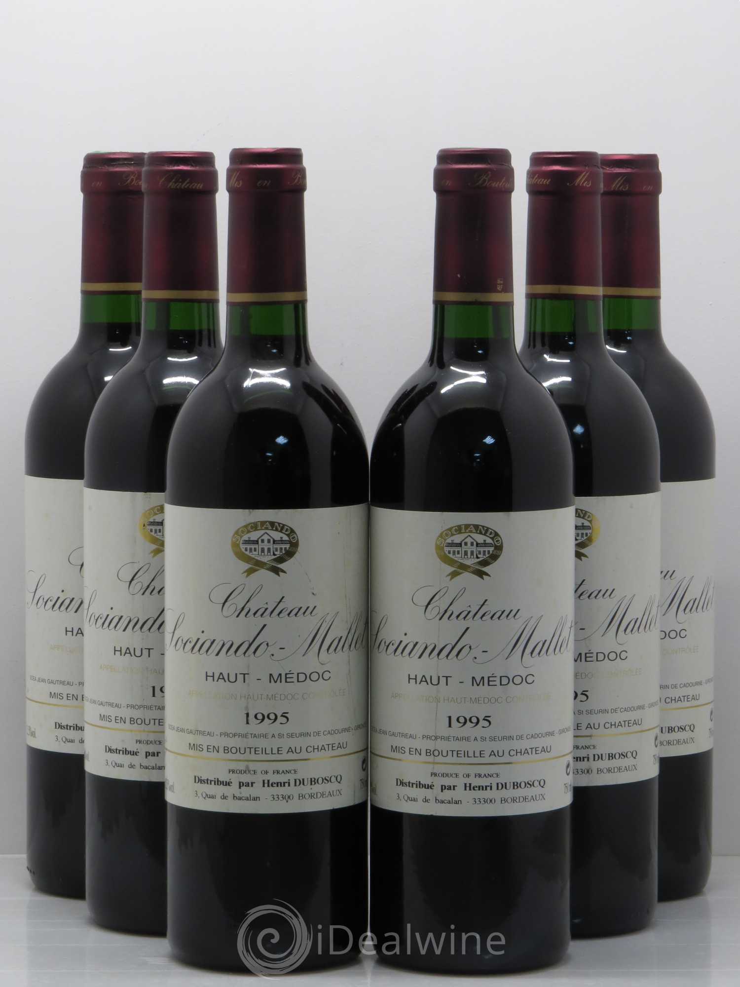 Château Sociando Mallet 1995 - Lot de 6 bouteilles - 0