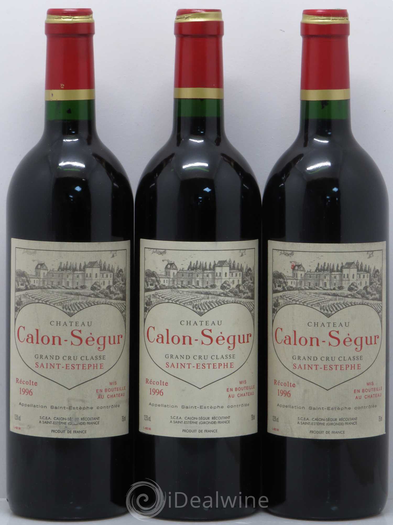 Château Calon Ségur 3ème Grand Cru Classé 1996 - Lot de 3 bouteilles - 0
