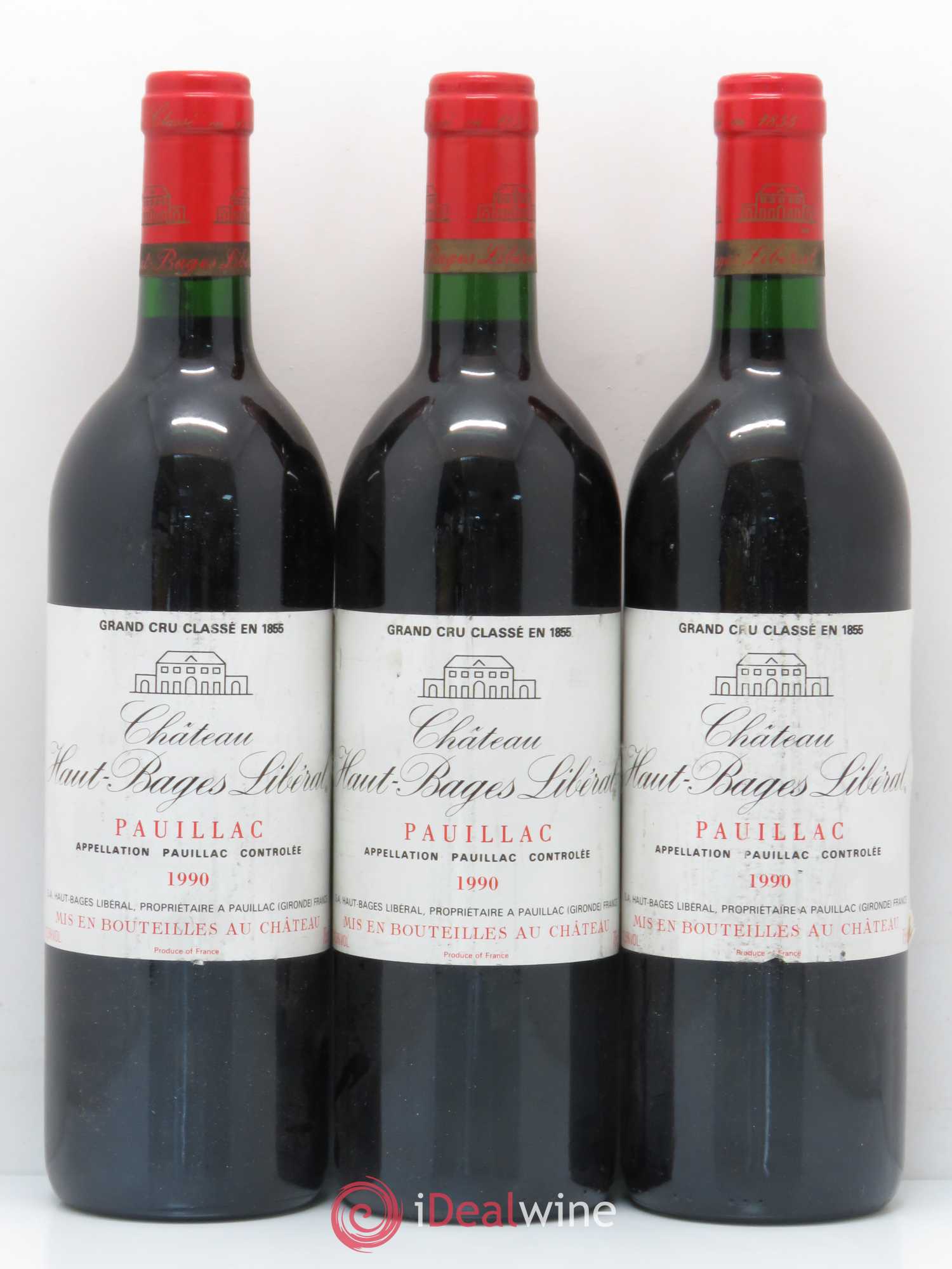 Château Haut Bages Libéral 5ème Grand Cru Classé 1990 - Lot de 3 bouteilles - 0