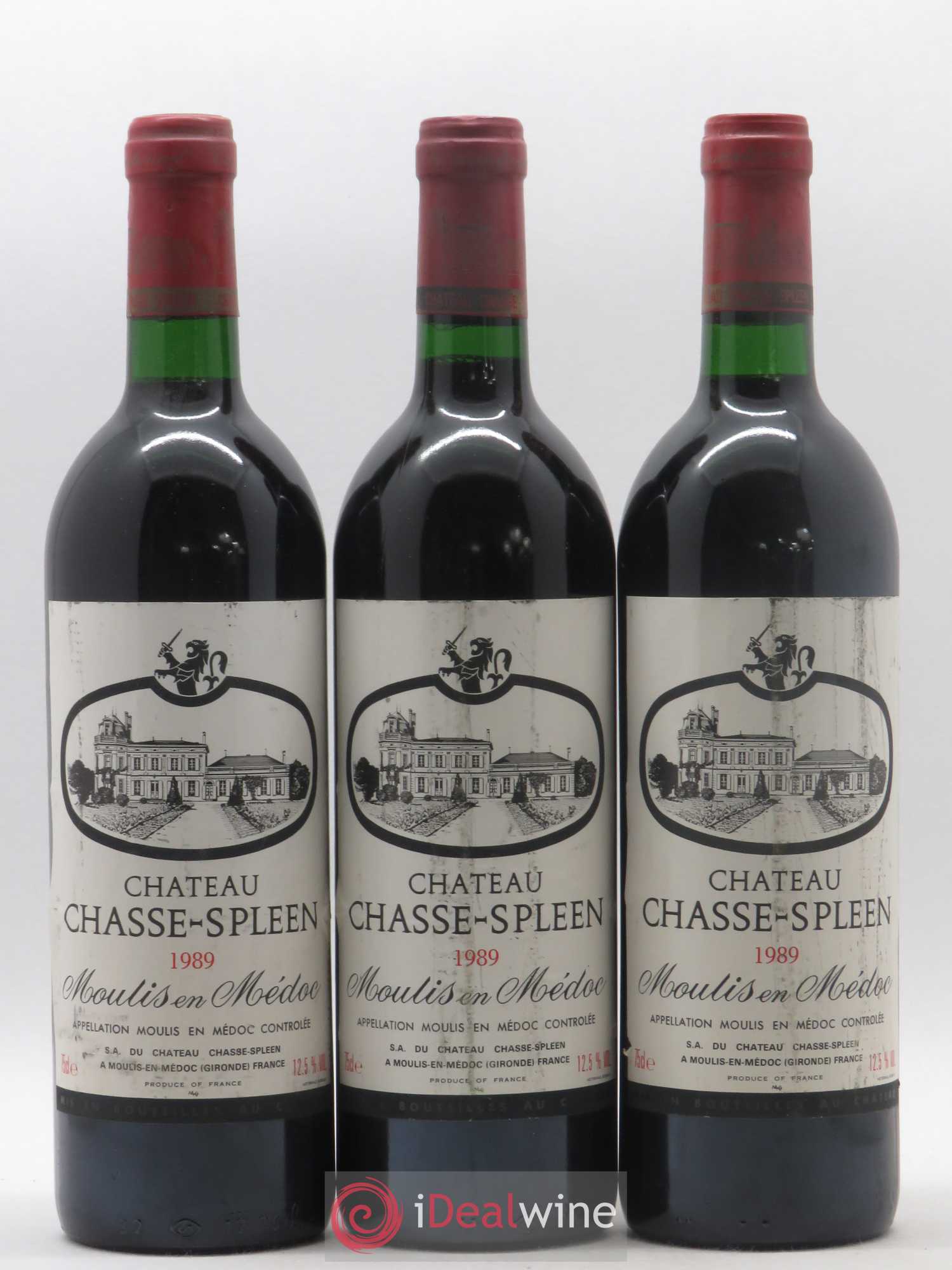 Château Chasse Spleen 1989 - Lot de 3 bouteilles - 0