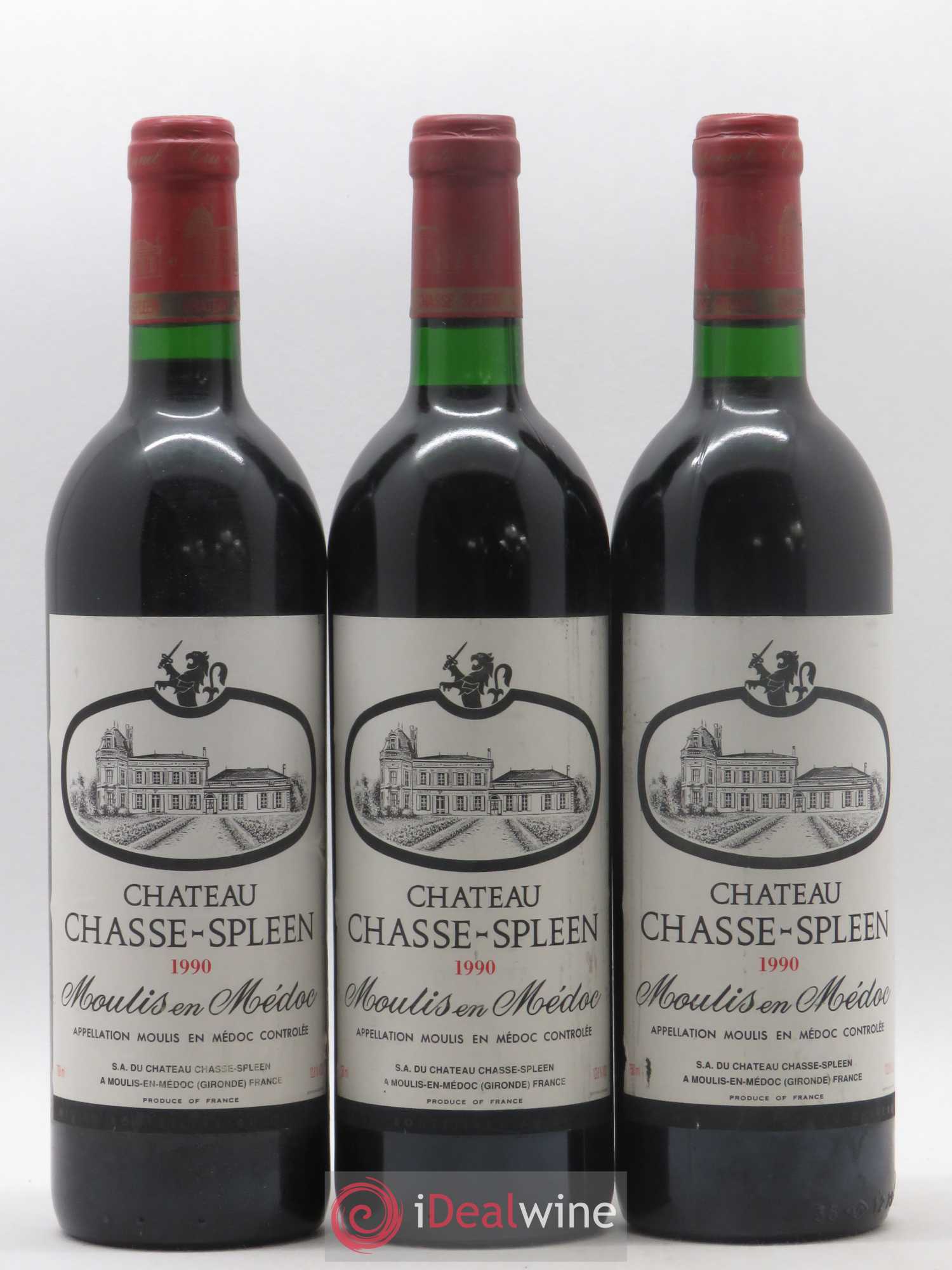Château Chasse Spleen 1990 - Lot de 3 bouteilles - 0