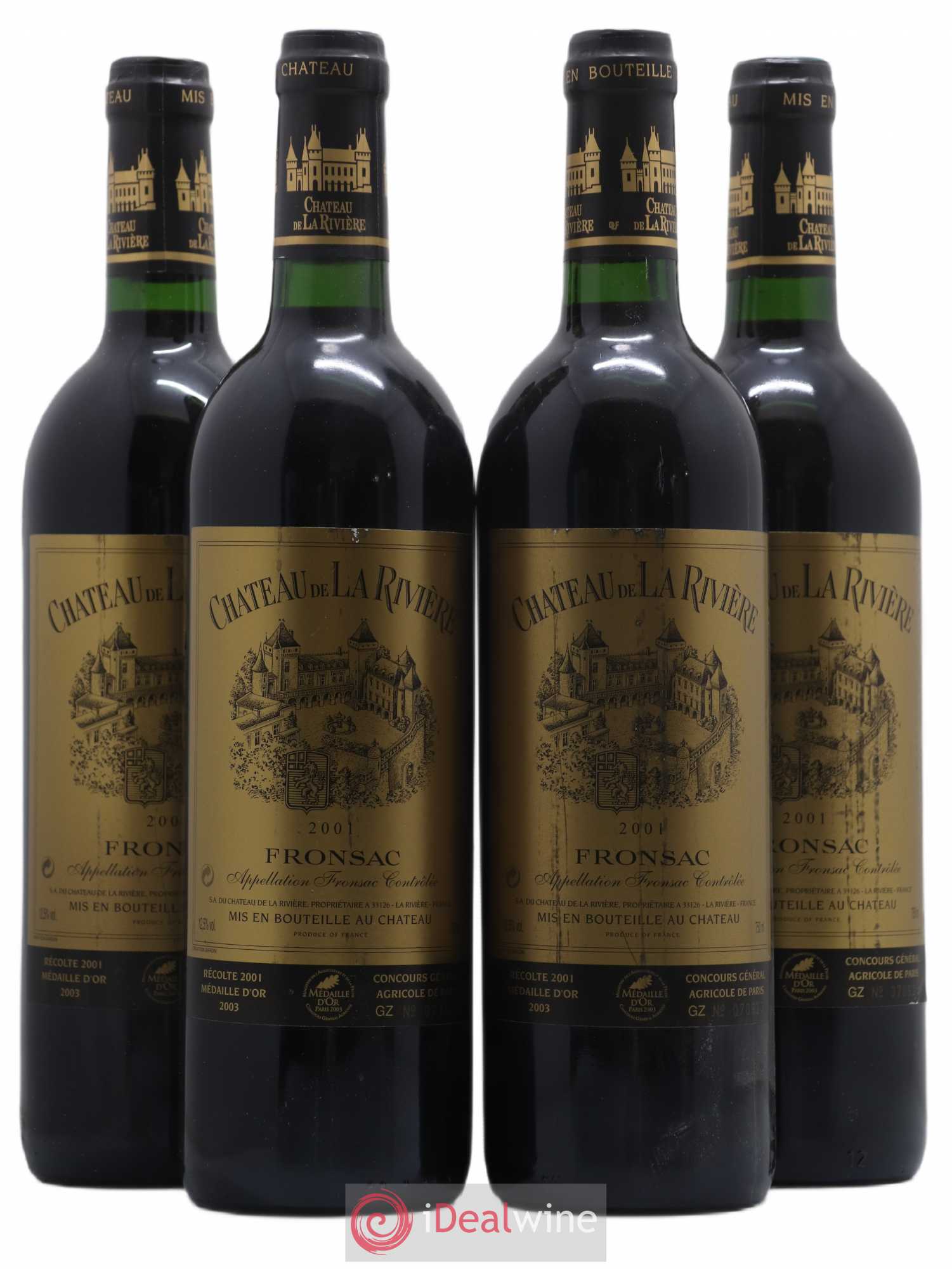Château de La Rivière (sans prix de réserve) 2001 - Lot de 4 bouteilles - 0