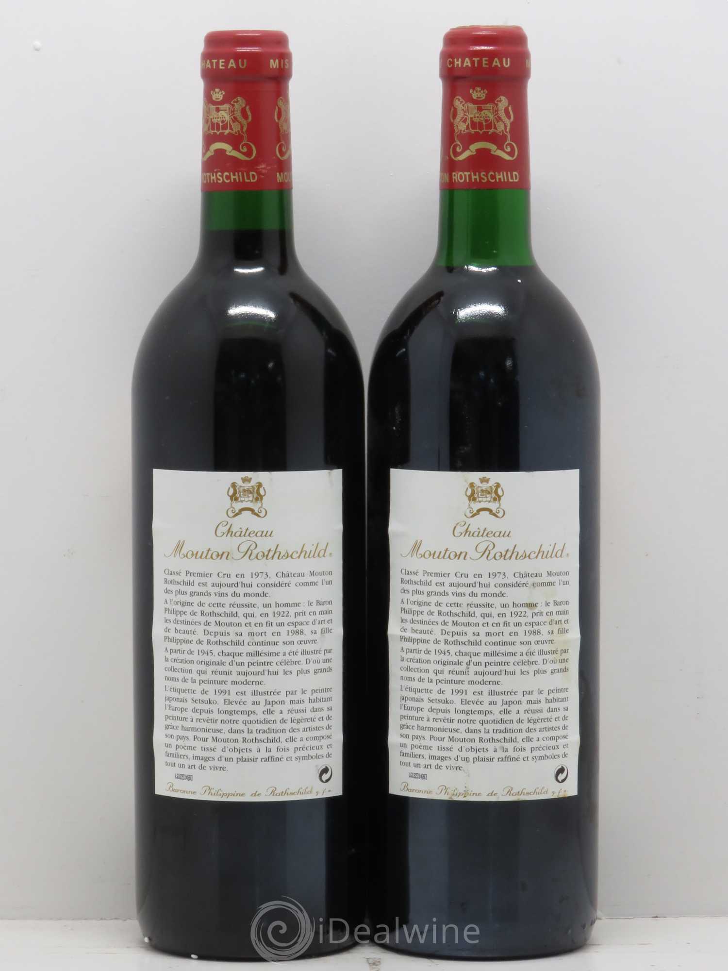 Château Mouton Rothschild 1er Grand Cru Classé 1991 - Lot de 2 bouteilles - 1
