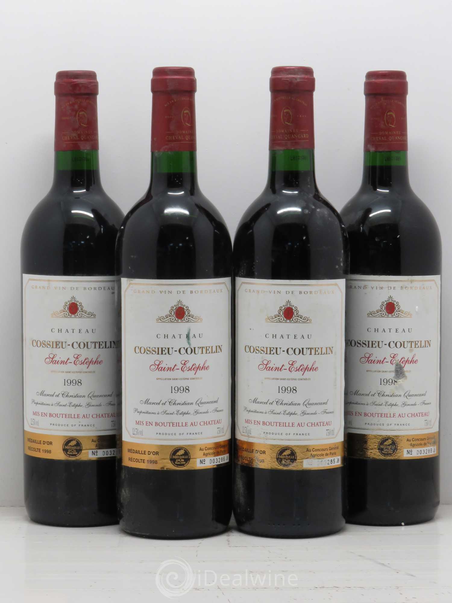 Saint-Estèphe Château Cossieu Coutelin 1998 - Posten von 4 Flaschen - 0