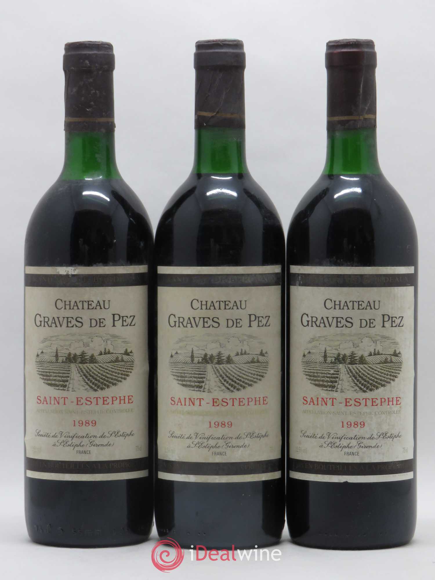 Saint-Estèphe Château Graves de Pez 1989 - Posten von 3 Flaschen - 0