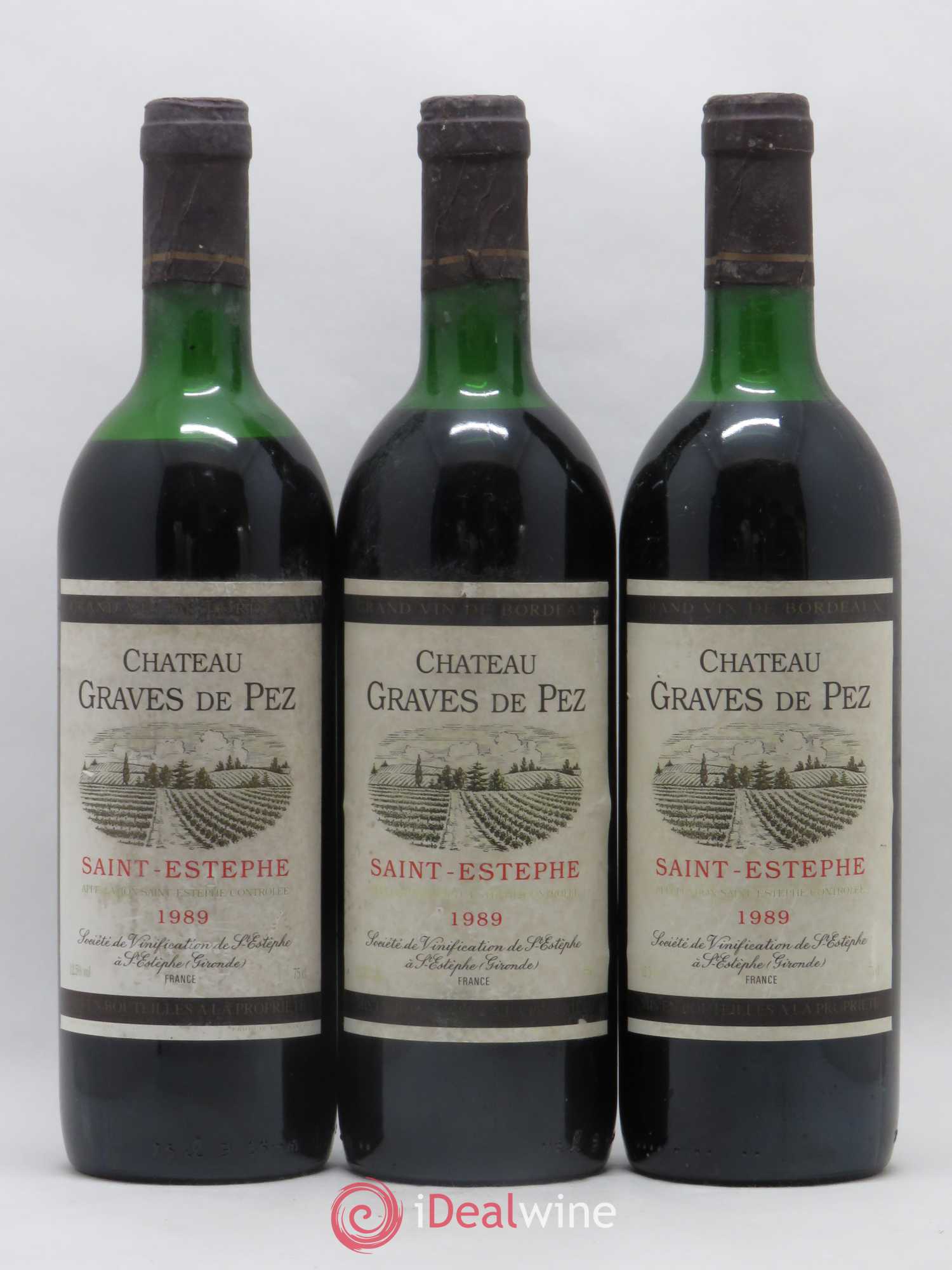 Saint-Estèphe Château Graves de Pez 1989 - Posten von 3 Flaschen - 0