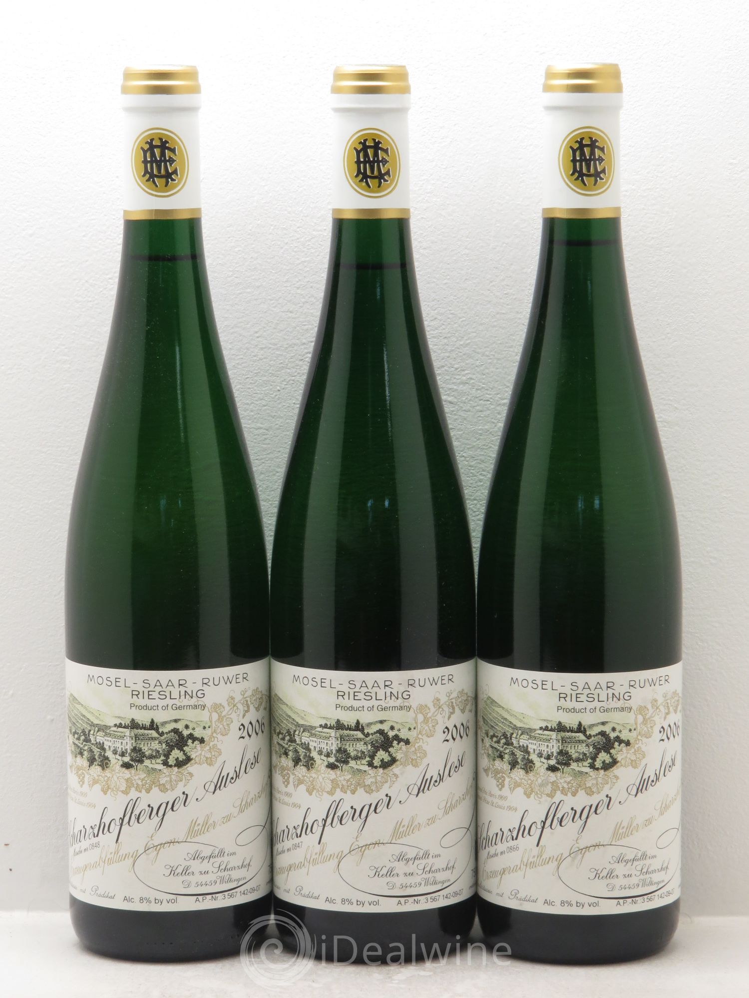 Riesling Scharzhofberger Auslese Egon Muller 2006 - Lotto di 3 bottiglie - 0