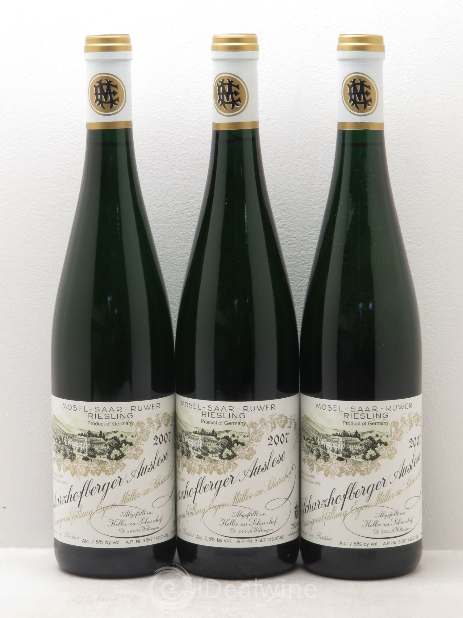 Riesling Scharzhofberger Auslese Egon Muller 2007 - Lotto di 3 bottiglie - 0