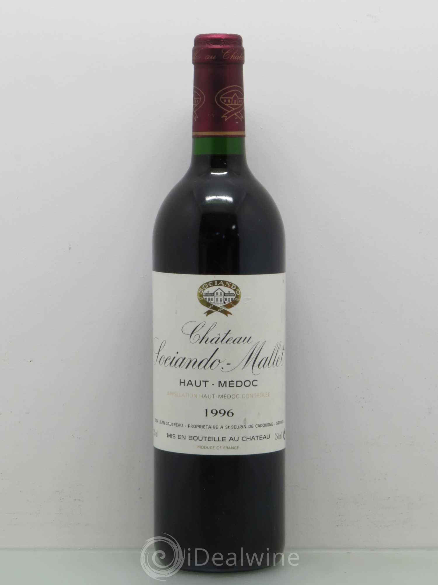 Château Sociando Mallet 1996 - Lot de 1 bouteille - 0