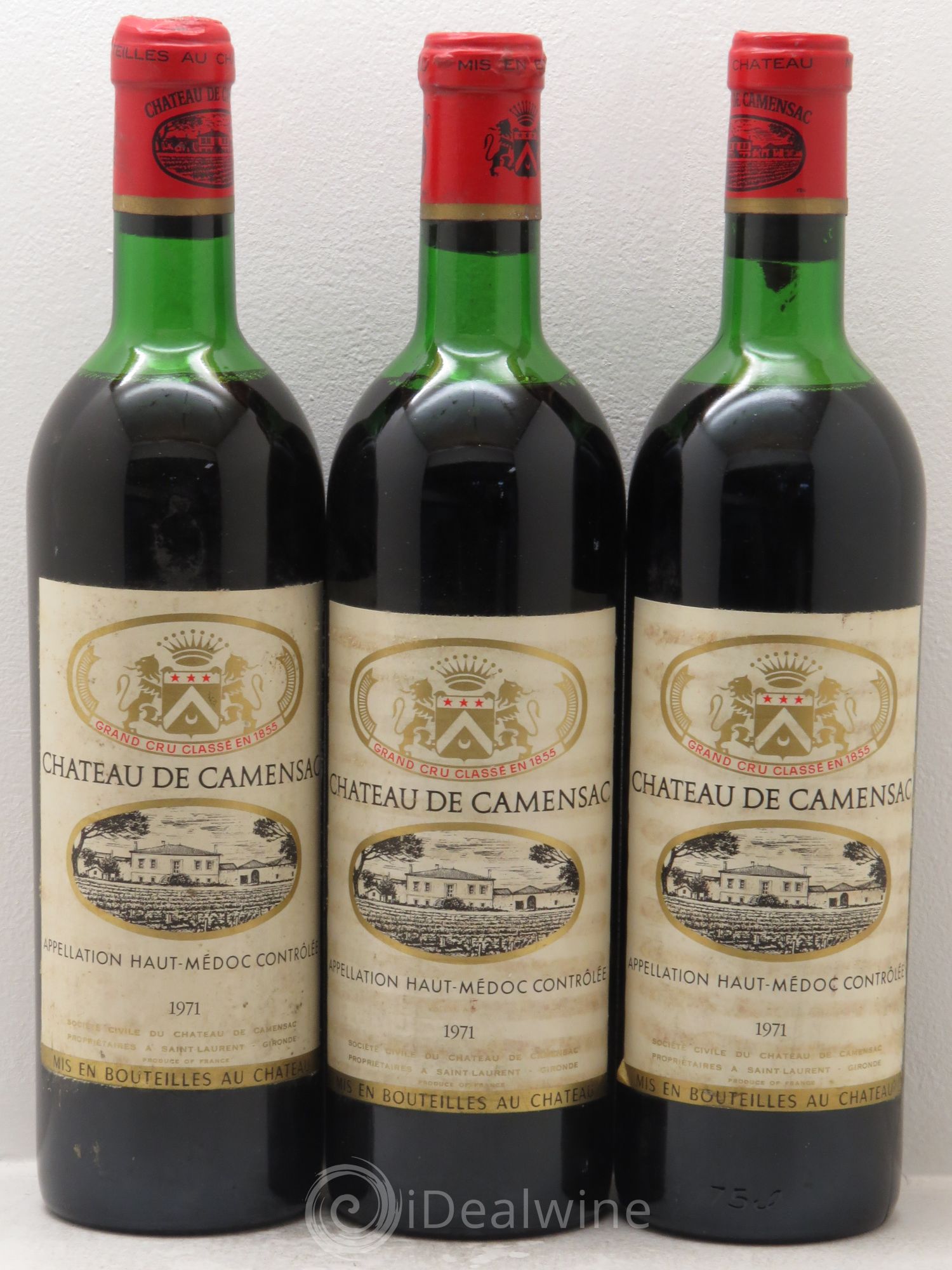 Château Camensac 5ème Grand Cru Classé 1971 - Lot de 3 bouteilles - 0
