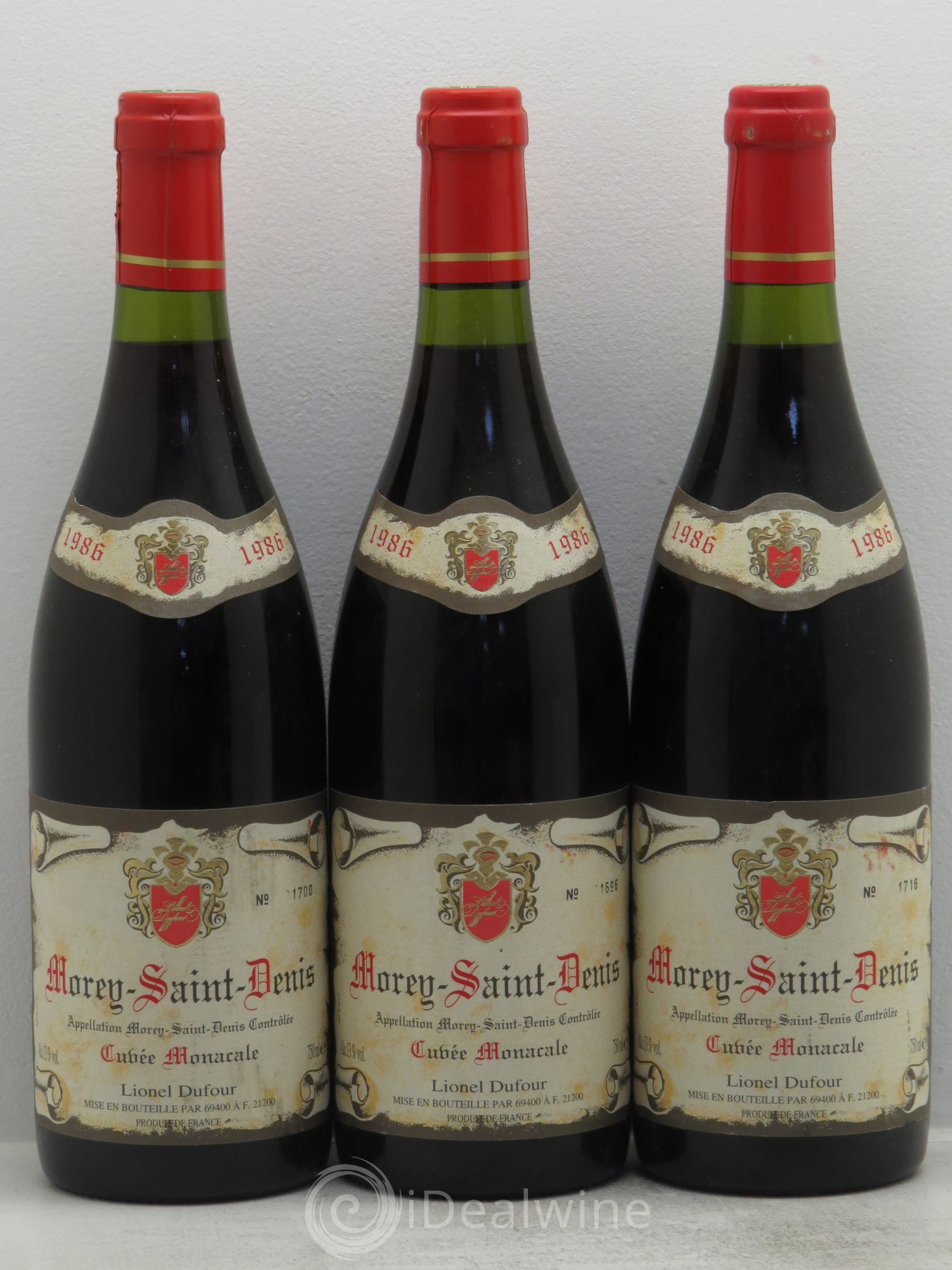 Morey-Saint-Denis Cuvée Monacale - Lionel Dufour 1986 - Posten von 3 Flaschen - 0