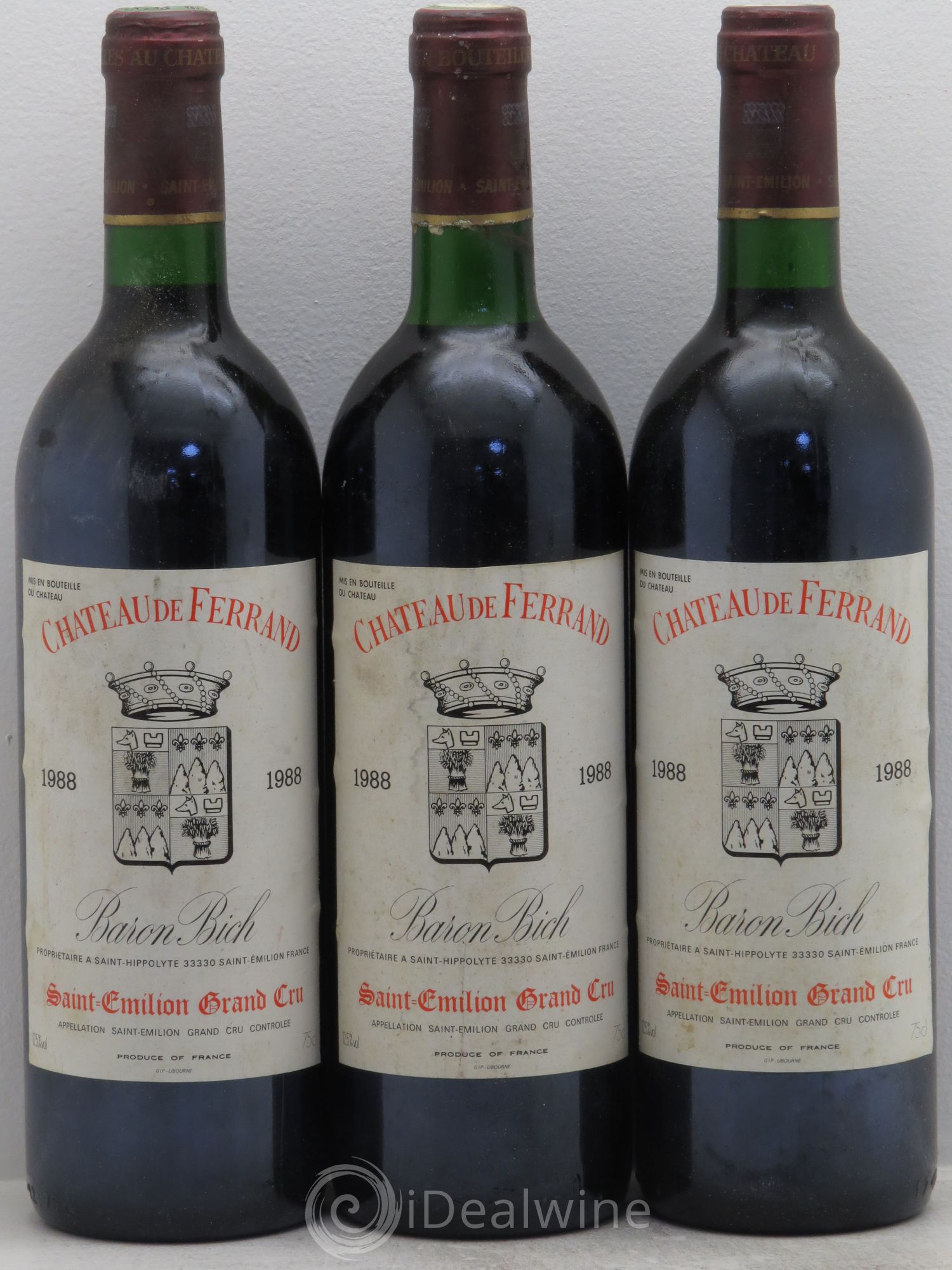 Château de Ferrand Grand Cru Classé 1988 - Lot de 3 bouteilles - 0