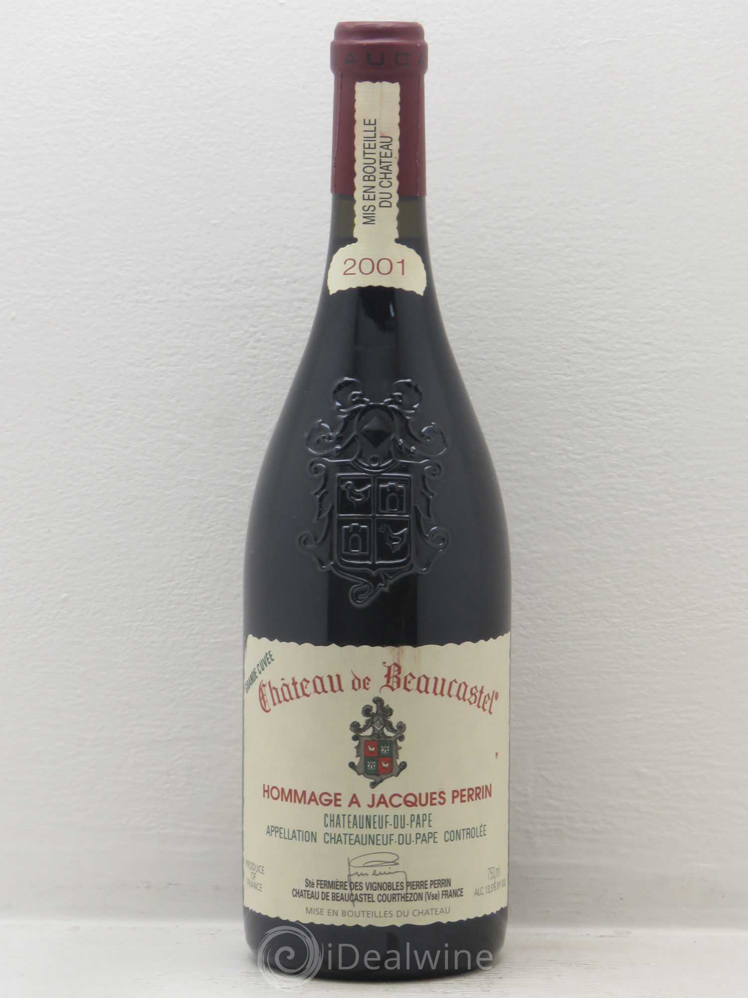 Châteauneuf-du-Pape Château de Beaucastel Hommage à Jacques Perrin Famille Perrin 2001 - Lot de 1 bouteille - 0