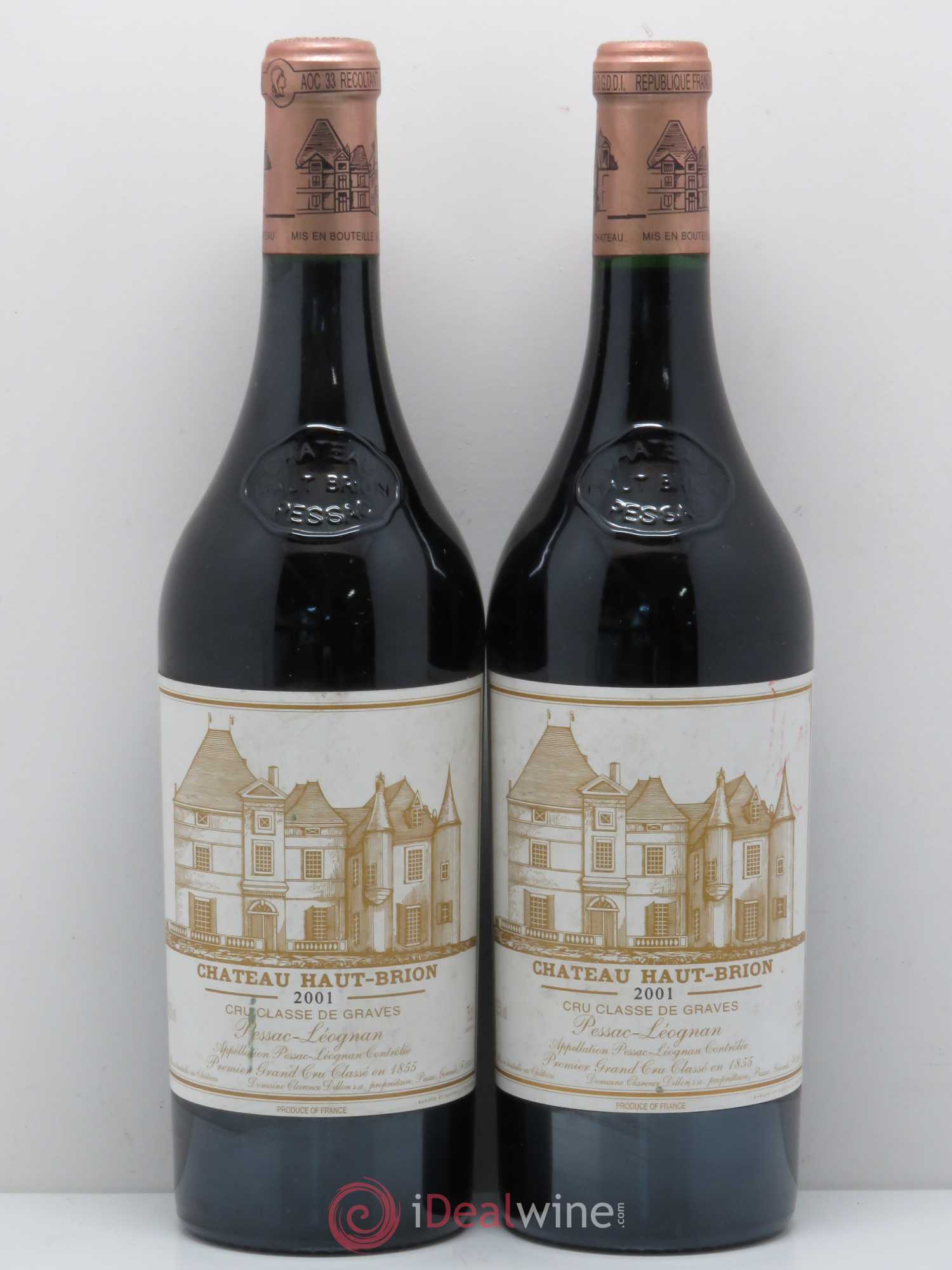 Château Haut Brion 1er Grand Cru Classé 2001 - Lot de 2 bouteilles - 0