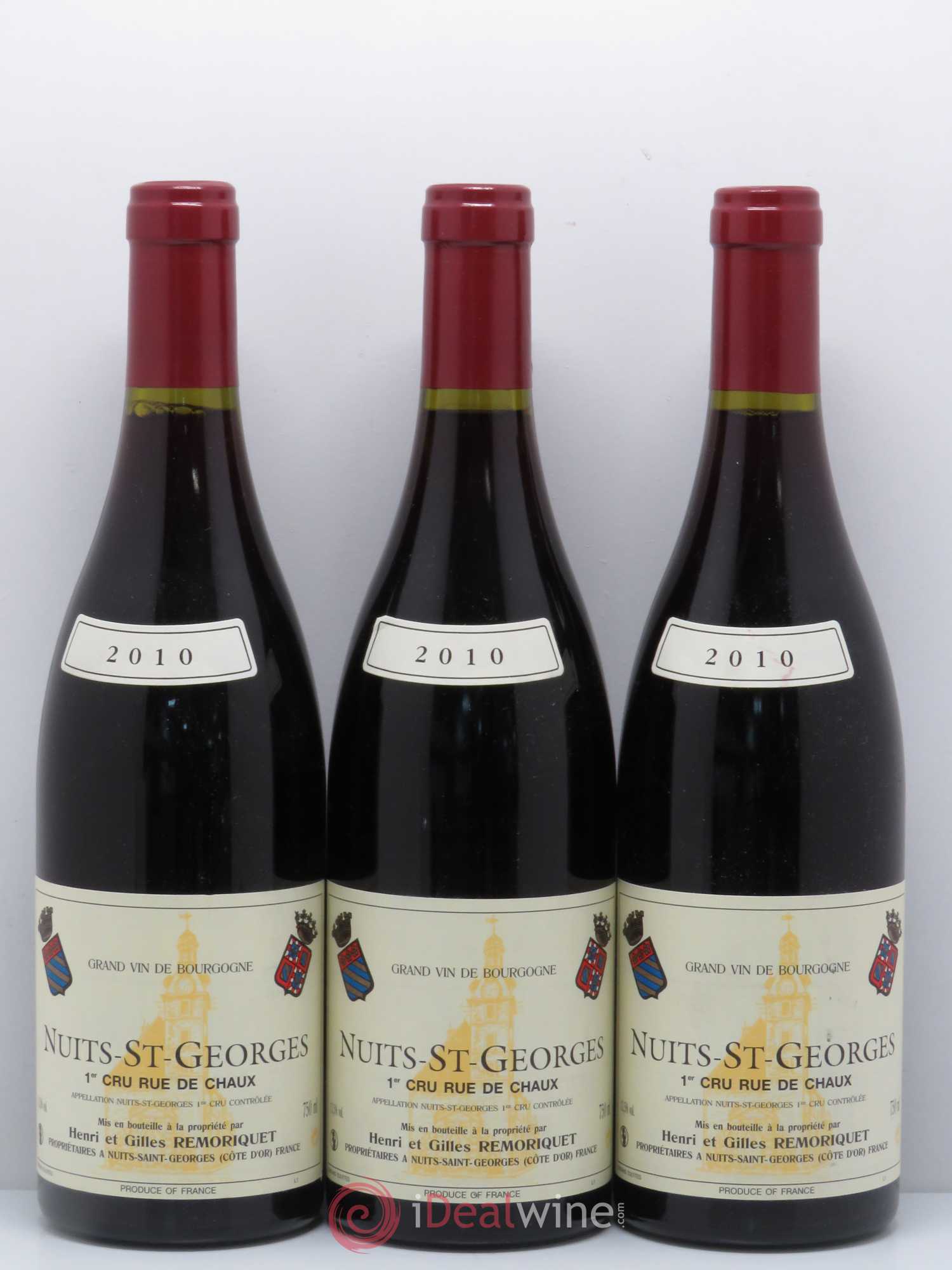 Nuits-Saint-Georges 1er Cru Rue de Chaux Gilles Remoriquet 2010 - Lot de 3 bouteilles - 0