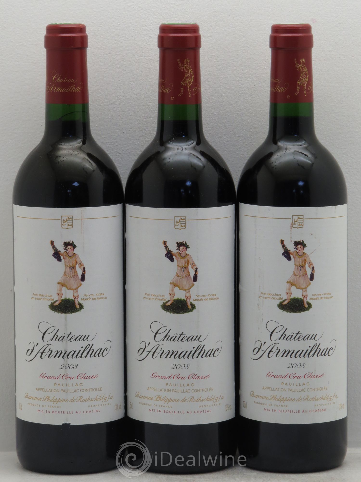 Château d' Armailhac - Mouton Baron(ne) Philippe 5ème Grand Cru Classé 2003 - Lot de 3 bouteilles - 0