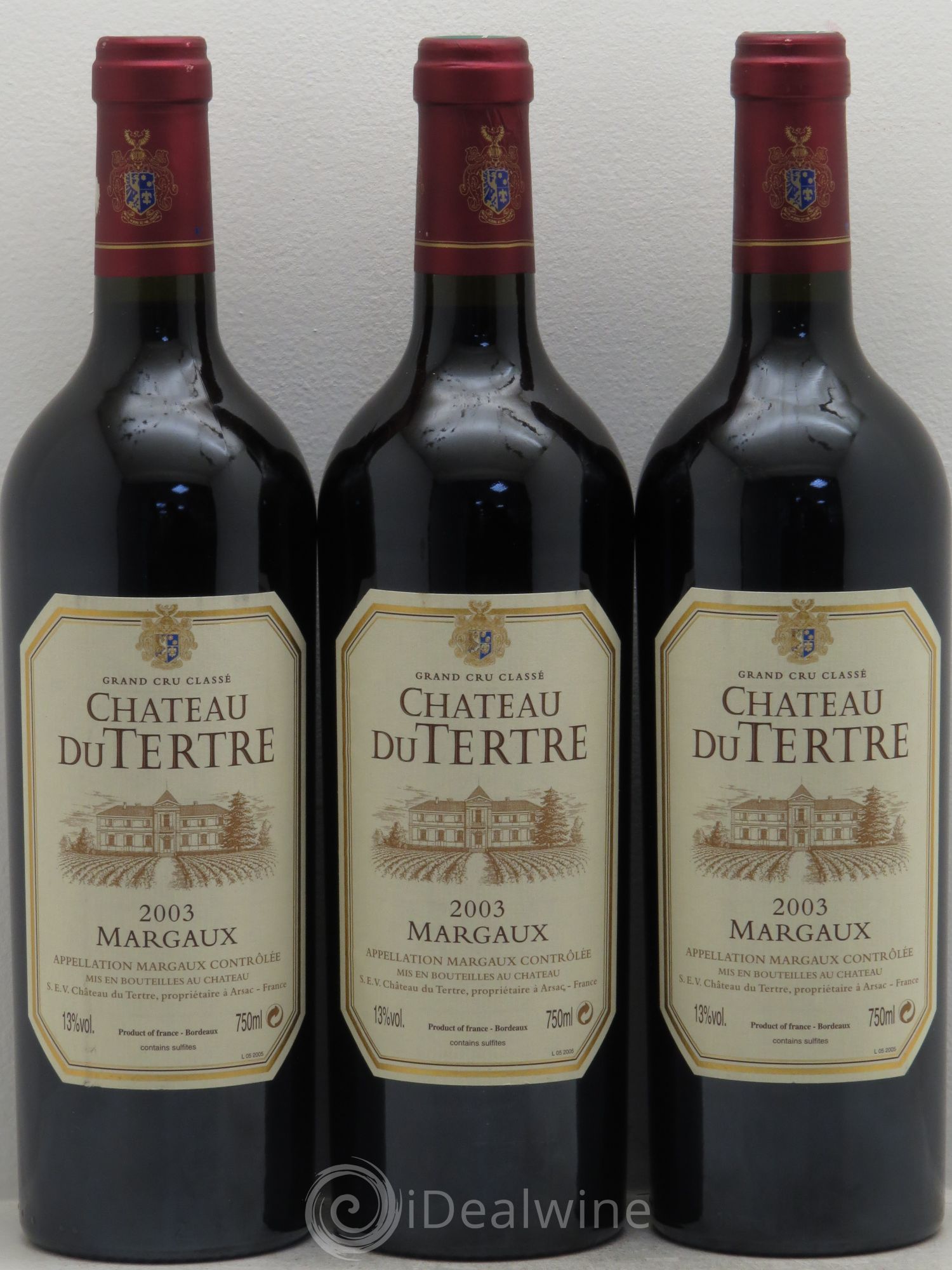 Château du Tertre 5ème Grand Cru Classé 2003 - Lot de 3 bouteilles - 0