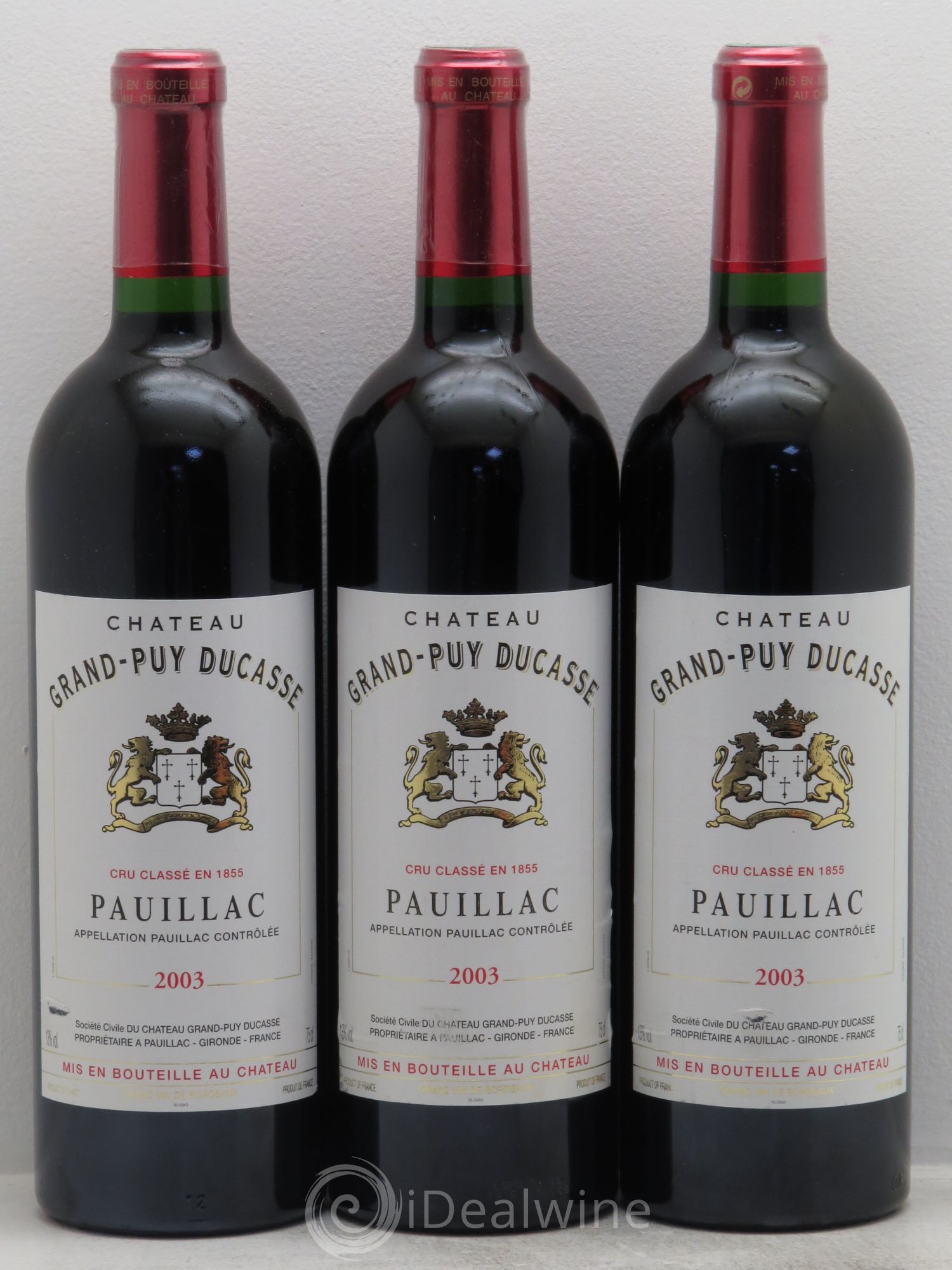 Château Grand Puy Ducasse 5ème Grand Cru Classé 2003 - Lot de 3 bouteilles - 0