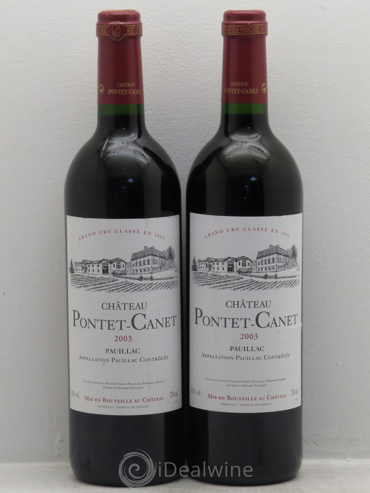 Château Pontet Canet 5ème Grand Cru Classé 2003 - Lot de 2 bouteilles - 0