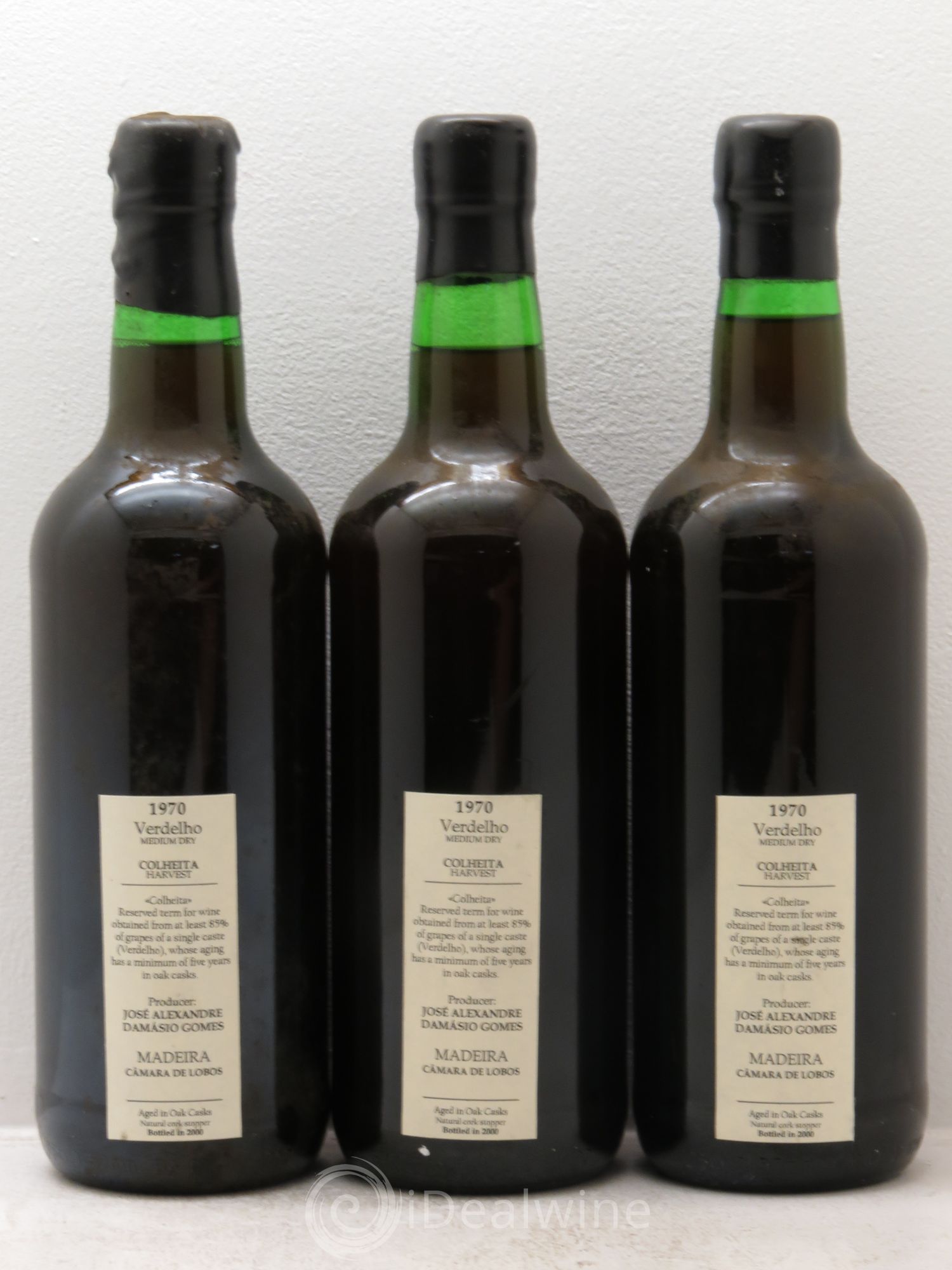 Madère Verdhello Medium Dry Colheita Harvest Jose Alexadre Damasio Gomes 1970 - Posten von 3 Flaschen - 1