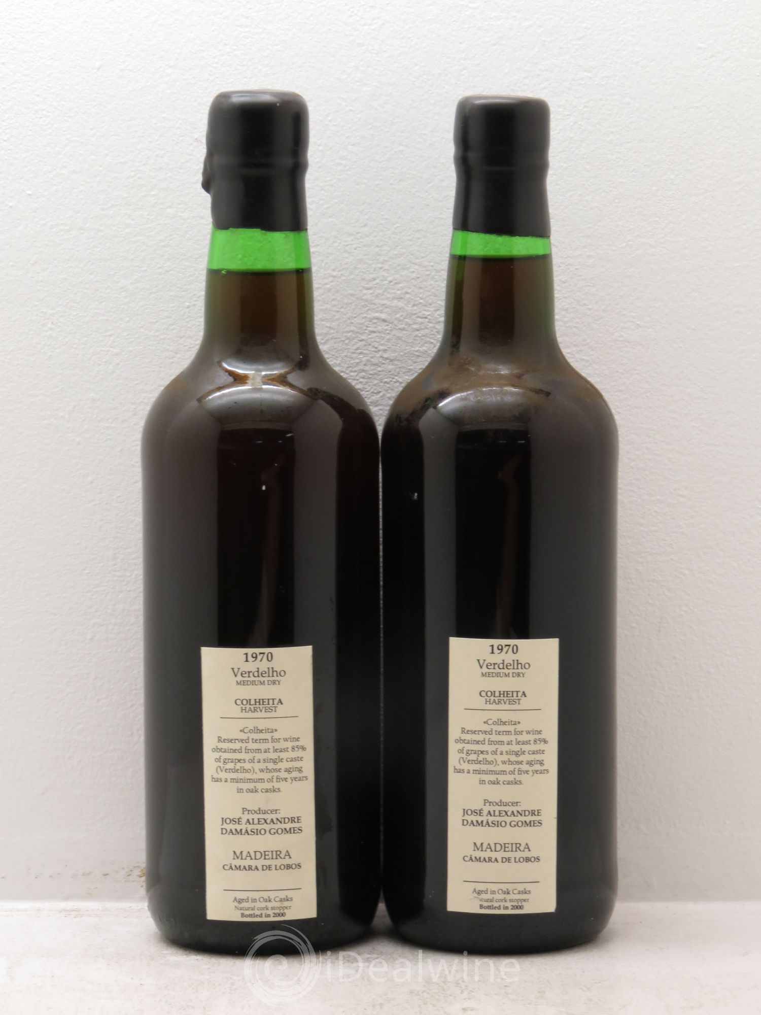 Madère Verdhello Medium Dry Colheita Harvest Jose Alexadre Damasio Gomes 1970 - Posten von 2 Flaschen - 1
