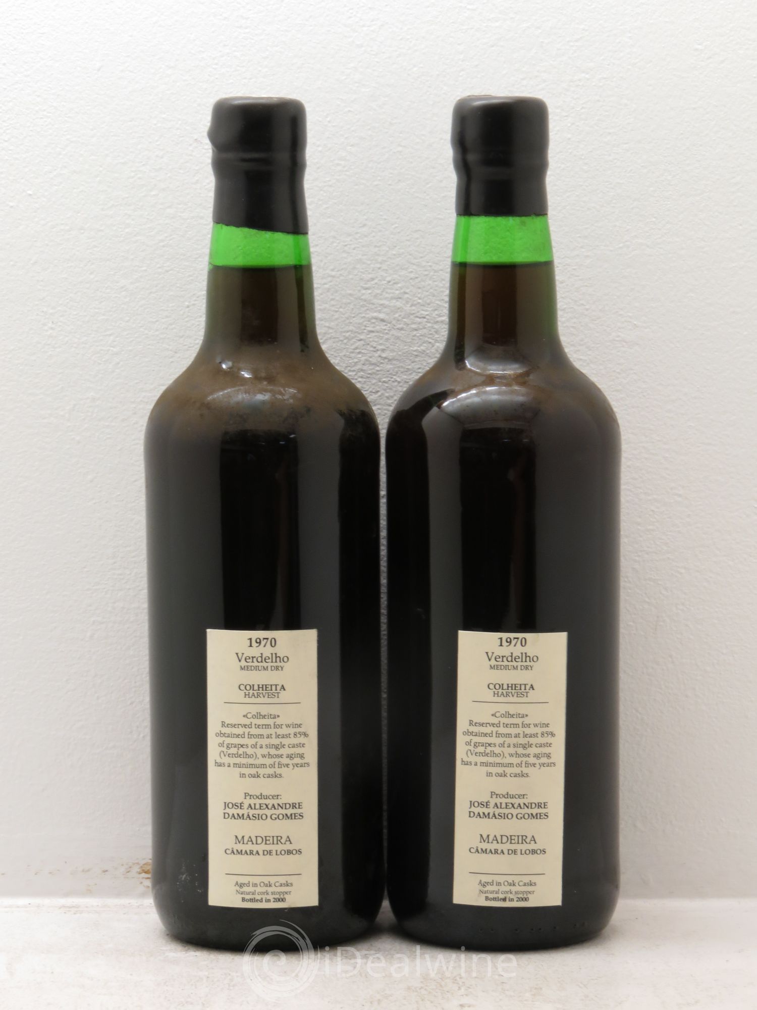 Madère Verdhello Medium Dry Colheita Harvest Jose Alexadre Damasio Gomes 1970 - Posten von 2 Flaschen - 1