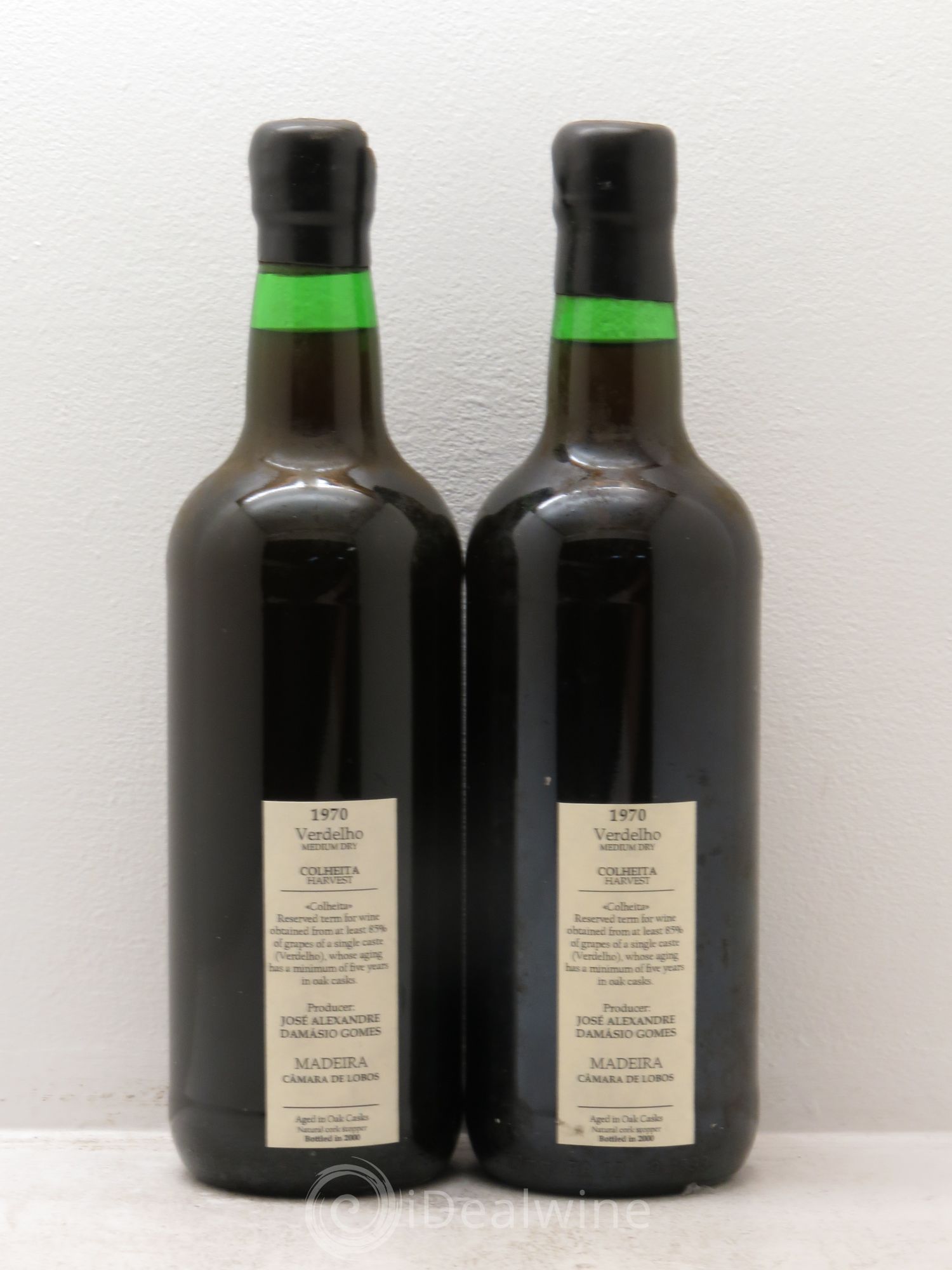 Madère Verdhello Medium Dry Colheita Harvest Jose Alexadre Damasio Gomes 1970 - Posten von 2 Flaschen - 1