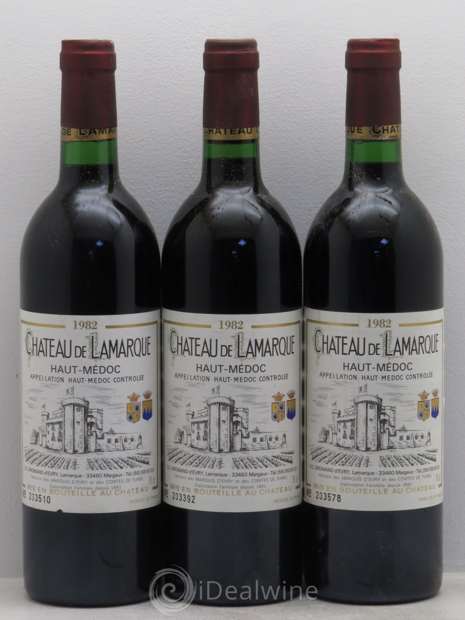 Château de Lamarque Cru Bourgeois 1982 - Lot de 3 bouteilles - 0