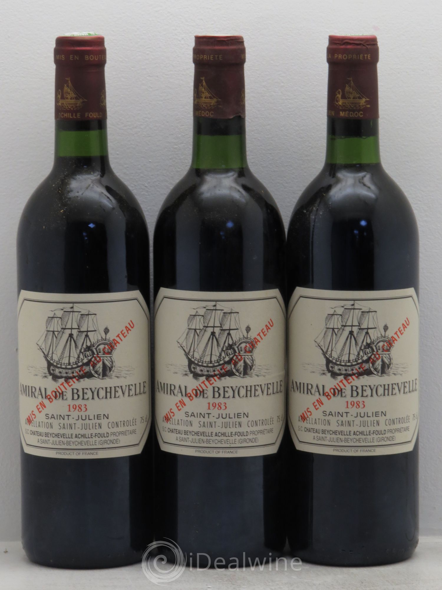 Amiral de Beychevelle Second Vin 1983 - Lot de 3 bouteilles - 0