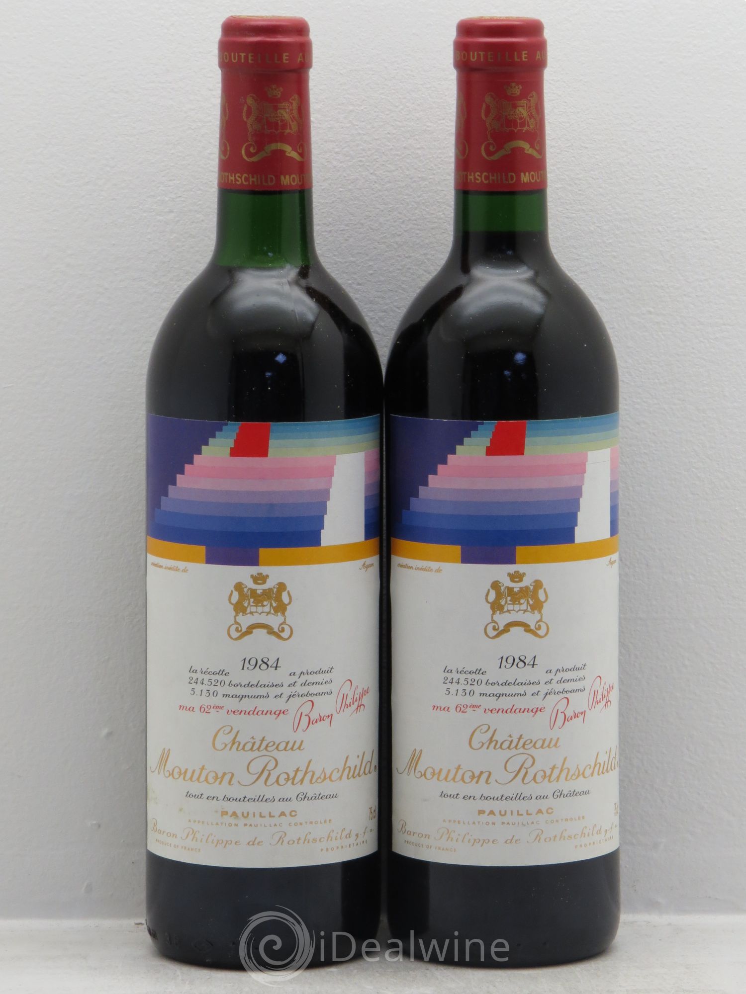 Château Mouton Rothschild 1er Grand Cru Classé 1984 - Lot de 2 bouteilles - 0