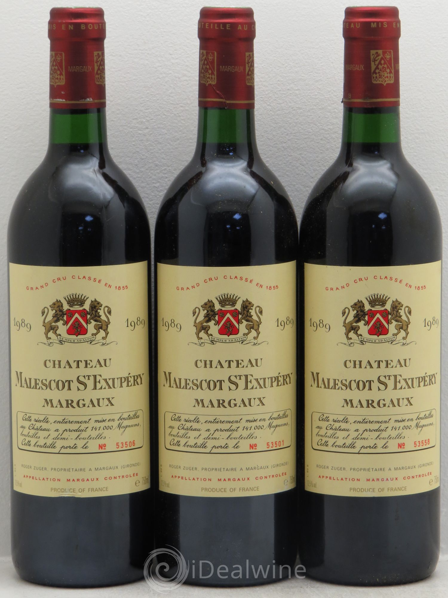 Château Malescot Saint-Exupéry 3ème Grand Cru Classé 1989 - Lot de 3 bouteilles - 0